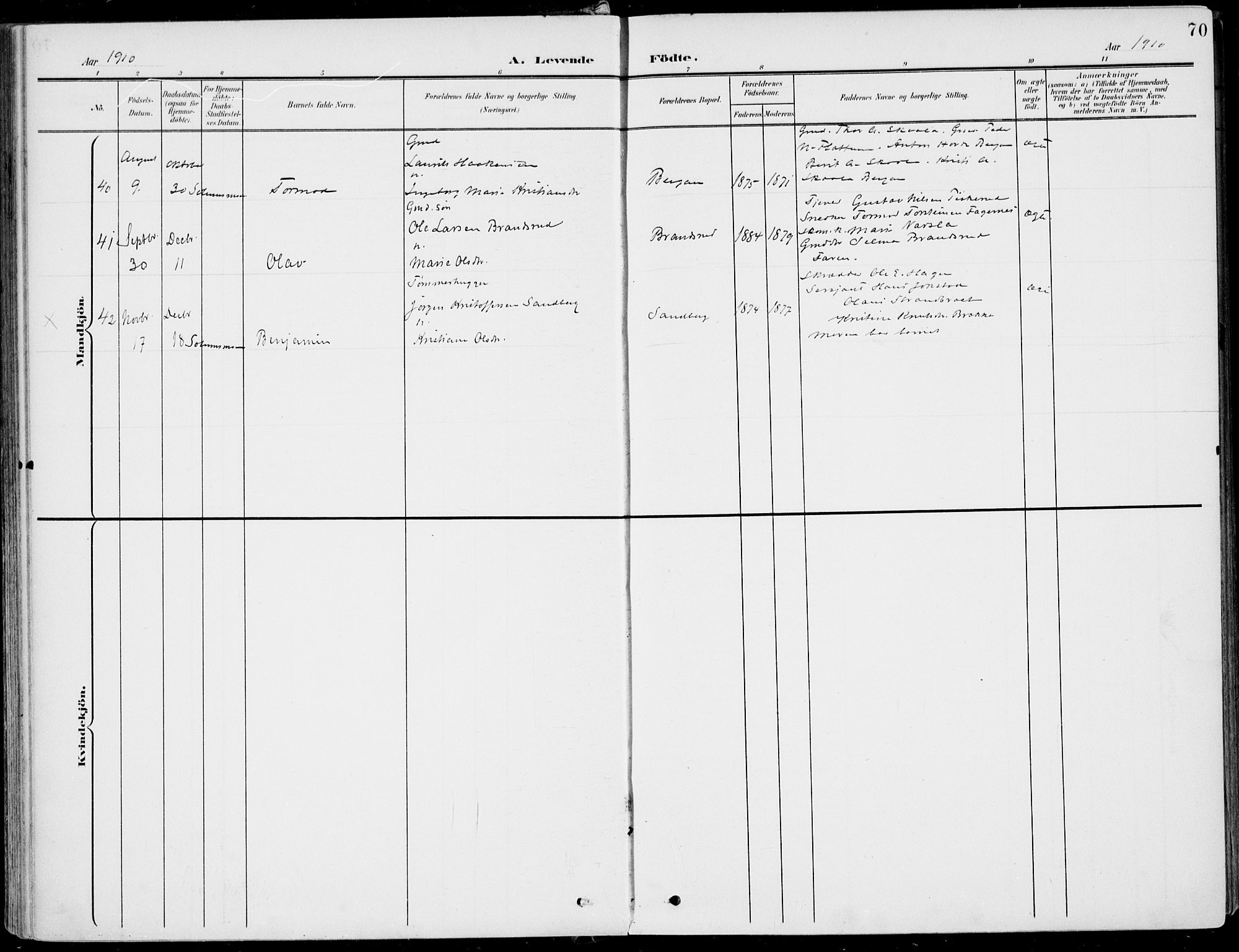 Sigdal kirkebøker, SAKO/A-245/F/Fb/L0002: Parish register (official) no. II 2, 1901-1914, p. 70