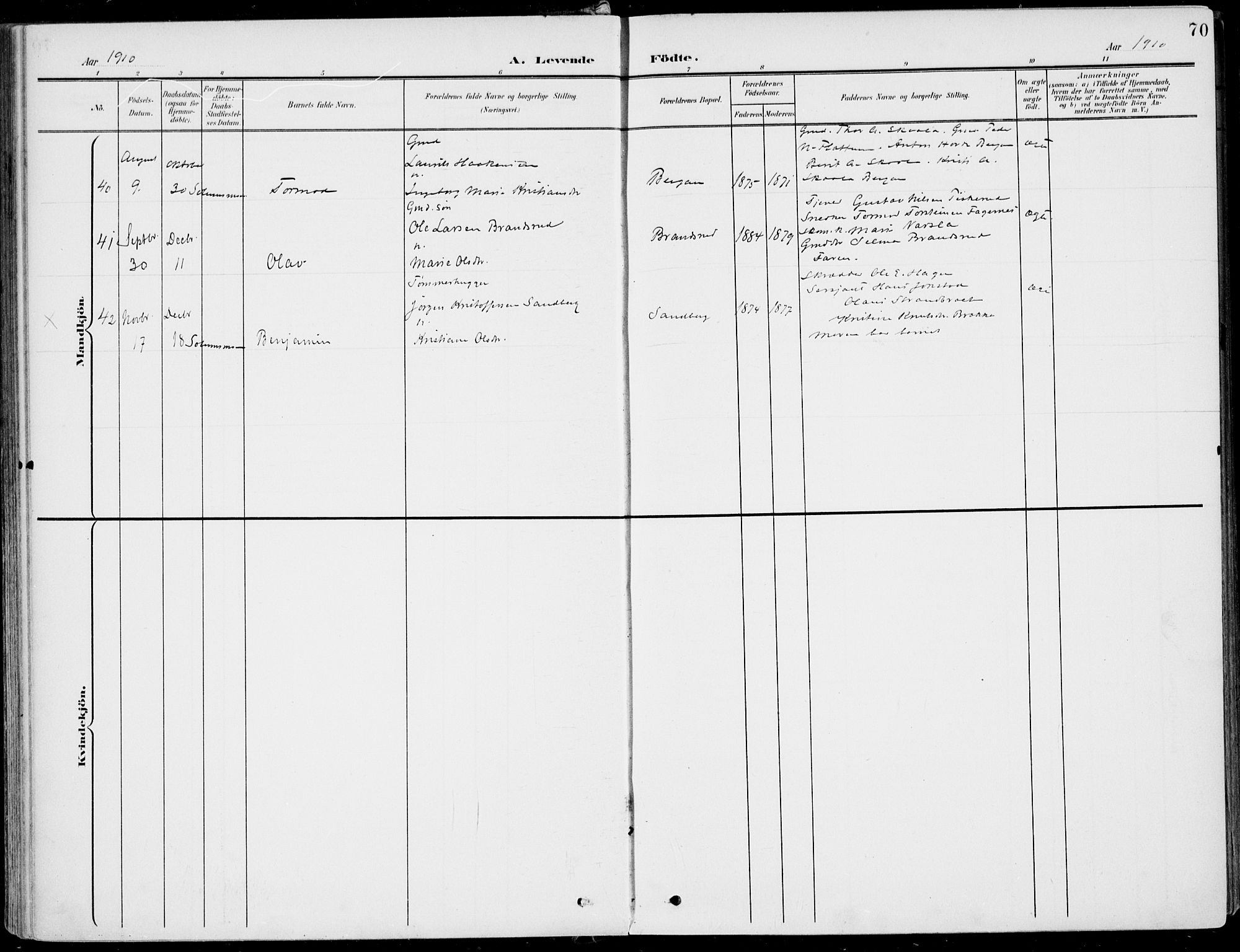 Sigdal kirkebøker, AV/SAKO-A-245/F/Fb/L0002: Parish register (official) no. II 2, 1901-1914, p. 70