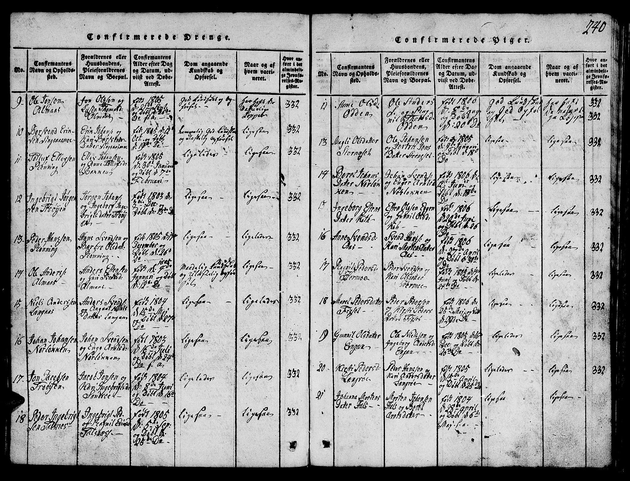 Ministerialprotokoller, klokkerbøker og fødselsregistre - Sør-Trøndelag, SAT/A-1456/688/L1026: Parish register (copy) no. 688C01, 1817-1860, p. 240