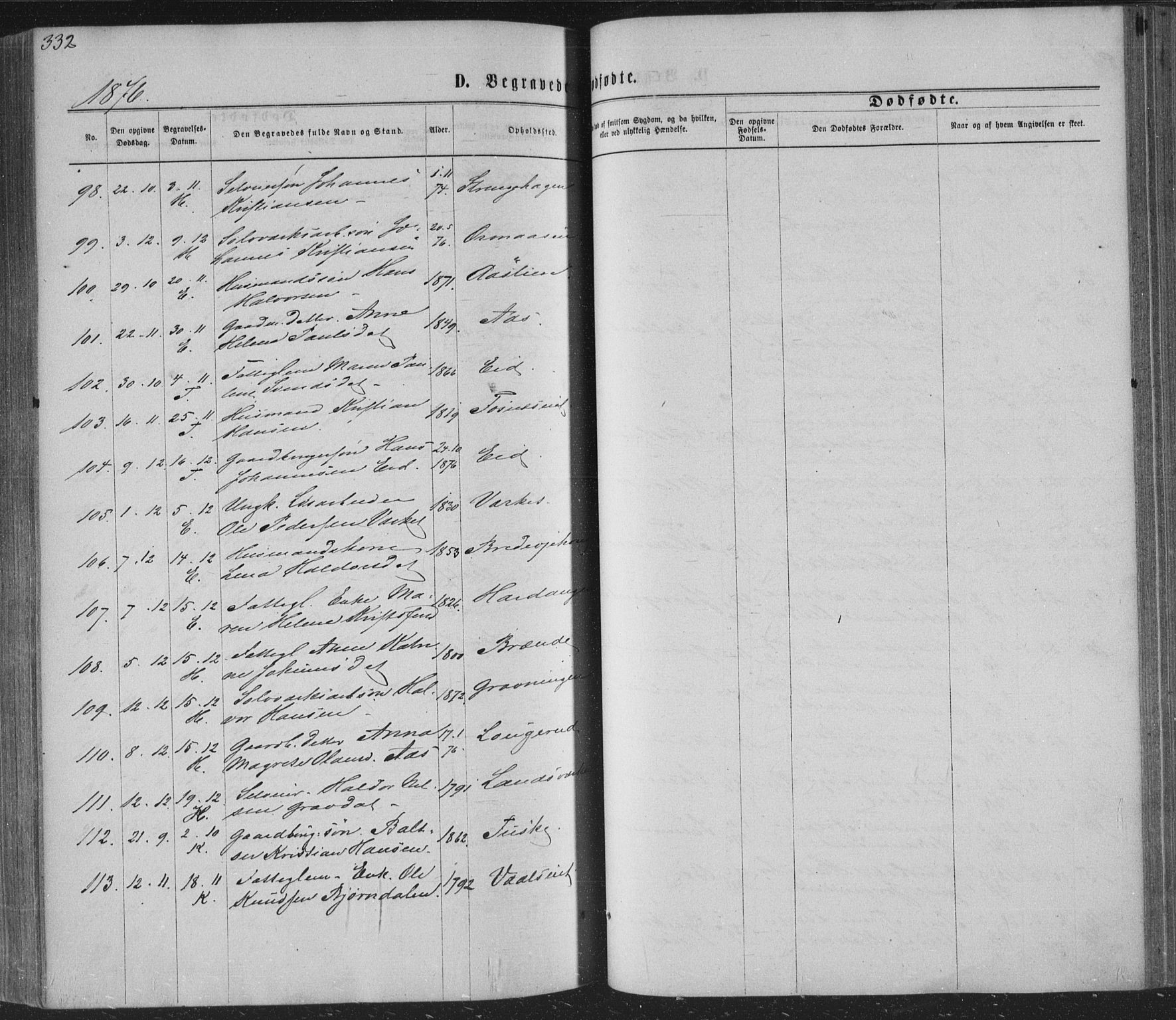 Sandsvær kirkebøker, AV/SAKO-A-244/F/Fa/L0007: Parish register (official) no. I 7, 1869-1877, p. 332