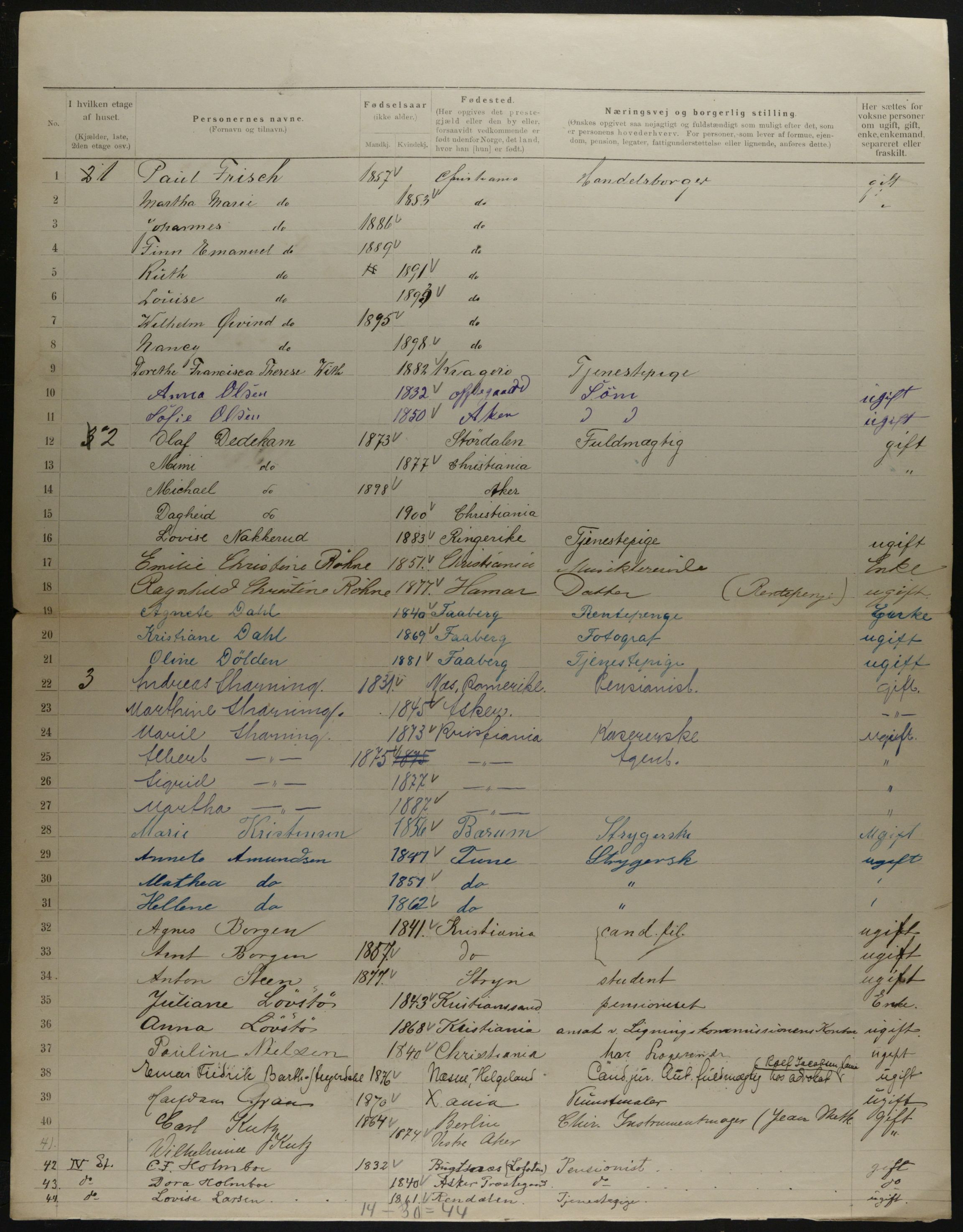 OBA, Municipal Census 1901 for Kristiania, 1901, p. 18393