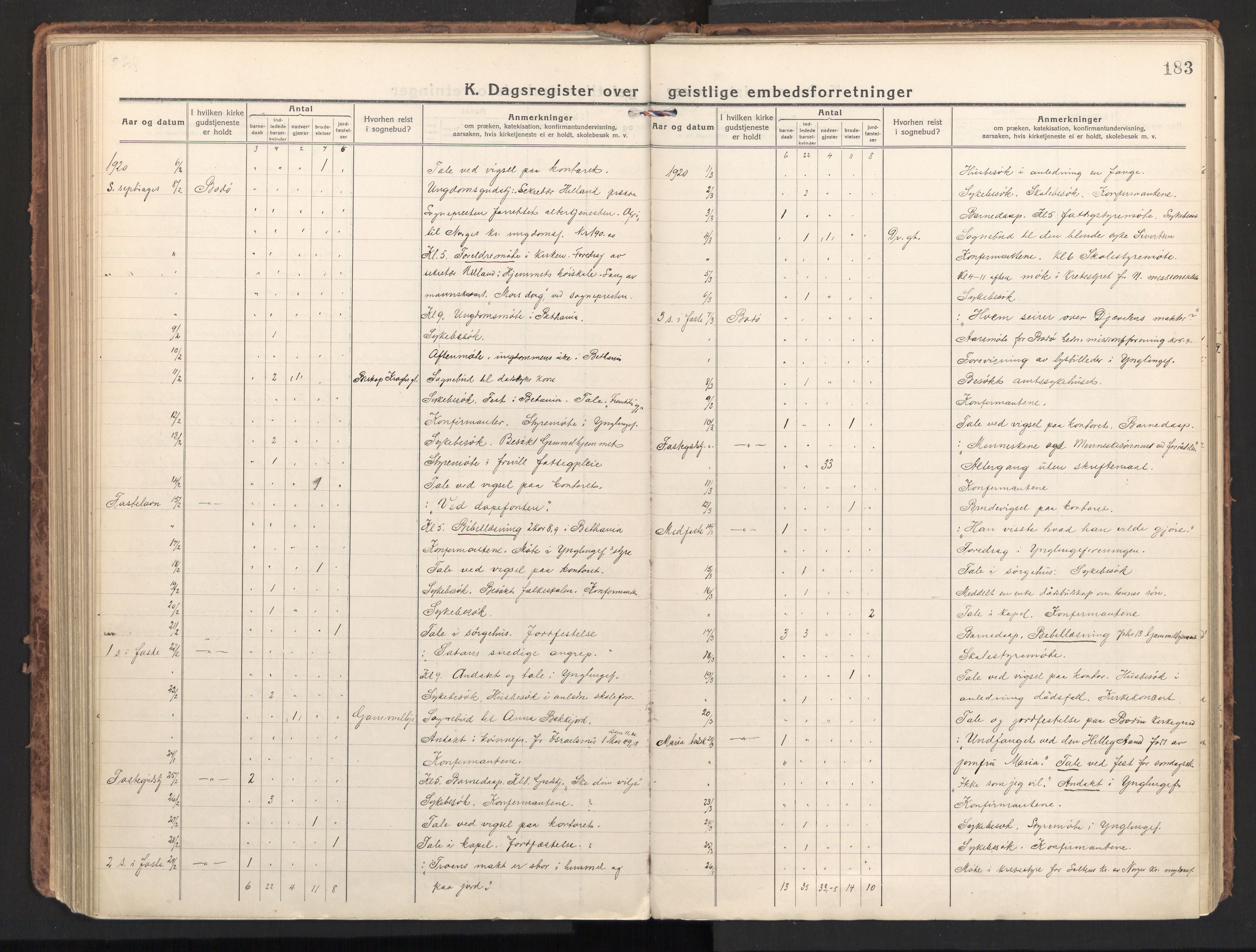 Ministerialprotokoller, klokkerbøker og fødselsregistre - Nordland, SAT/A-1459/801/L0018: Parish register (official) no. 801A18, 1916-1930, p. 183