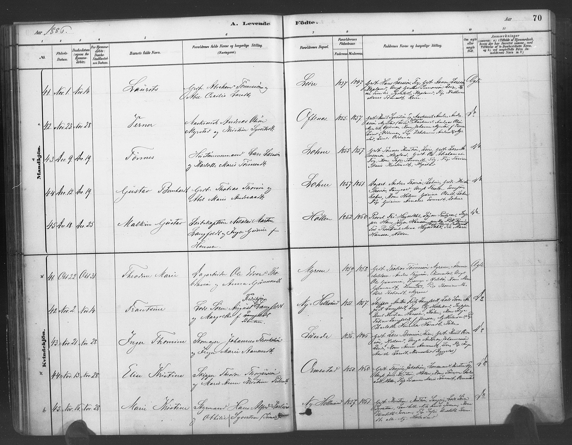 Søgne sokneprestkontor, SAK/1111-0037/F/Fa/Fab/L0012: Parish register (official) no. A 12, 1880-1891, p. 70
