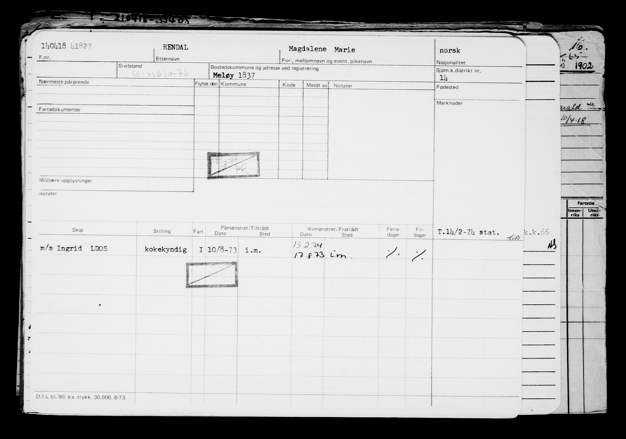 Direktoratet for sjømenn, AV/RA-S-3545/G/Gb/L0157: Hovedkort, 1918, p. 309