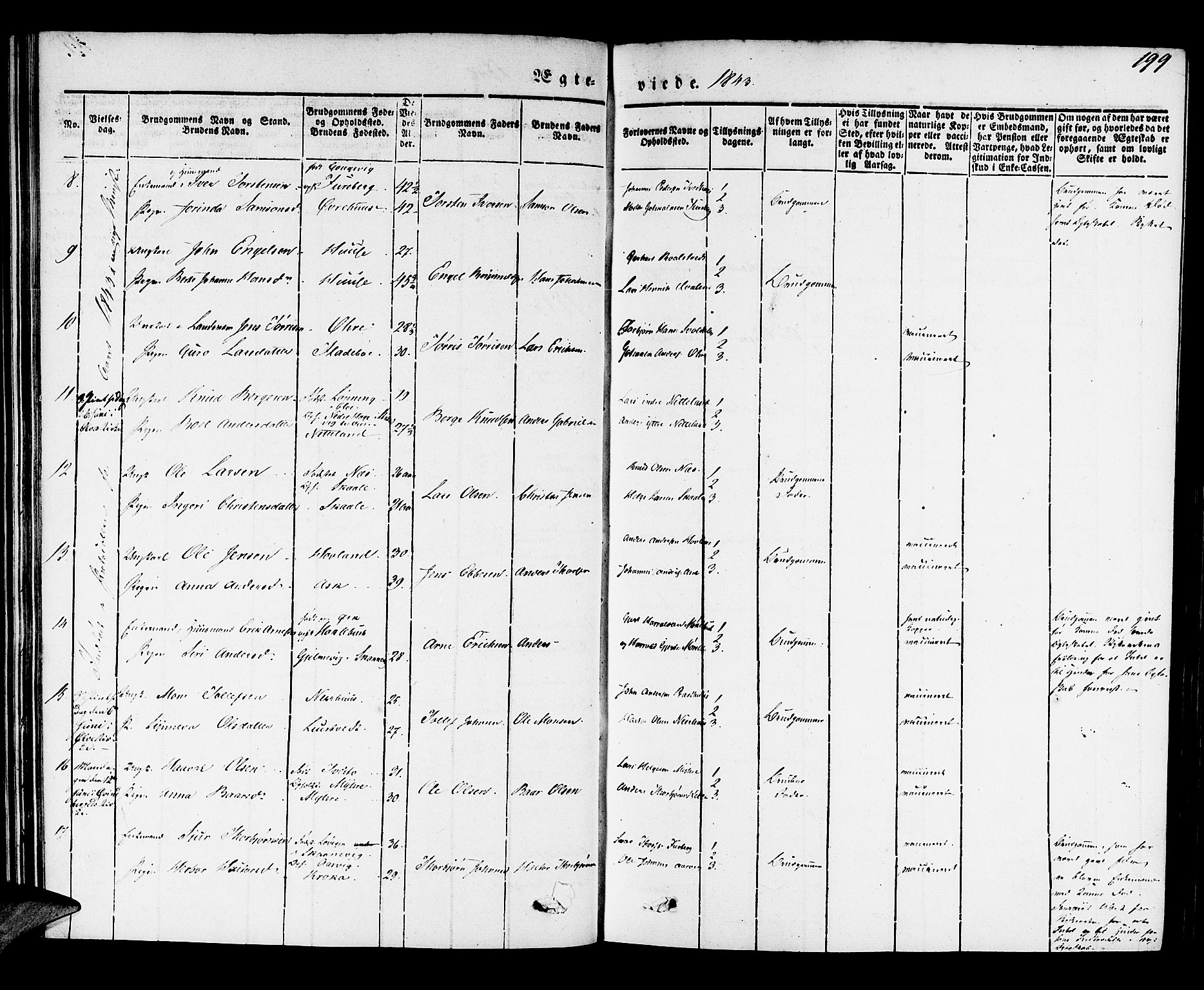 Kvinnherad sokneprestembete, SAB/A-76401/H/Haa: Parish register (official) no. A 6, 1835-1843, p. 199
