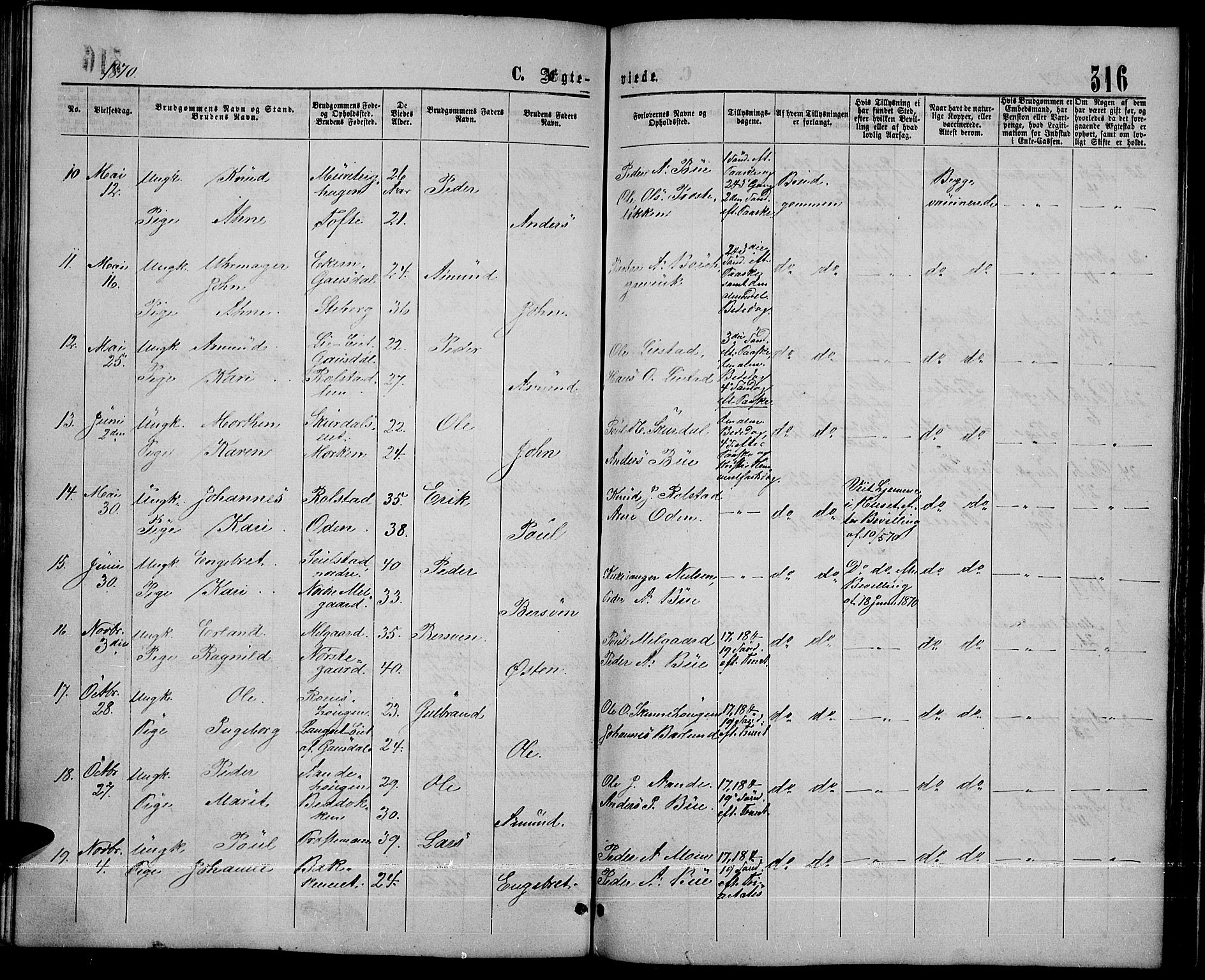 Sør-Fron prestekontor, AV/SAH-PREST-010/H/Ha/Hab/L0002: Parish register (copy) no. 2, 1864-1883, p. 316