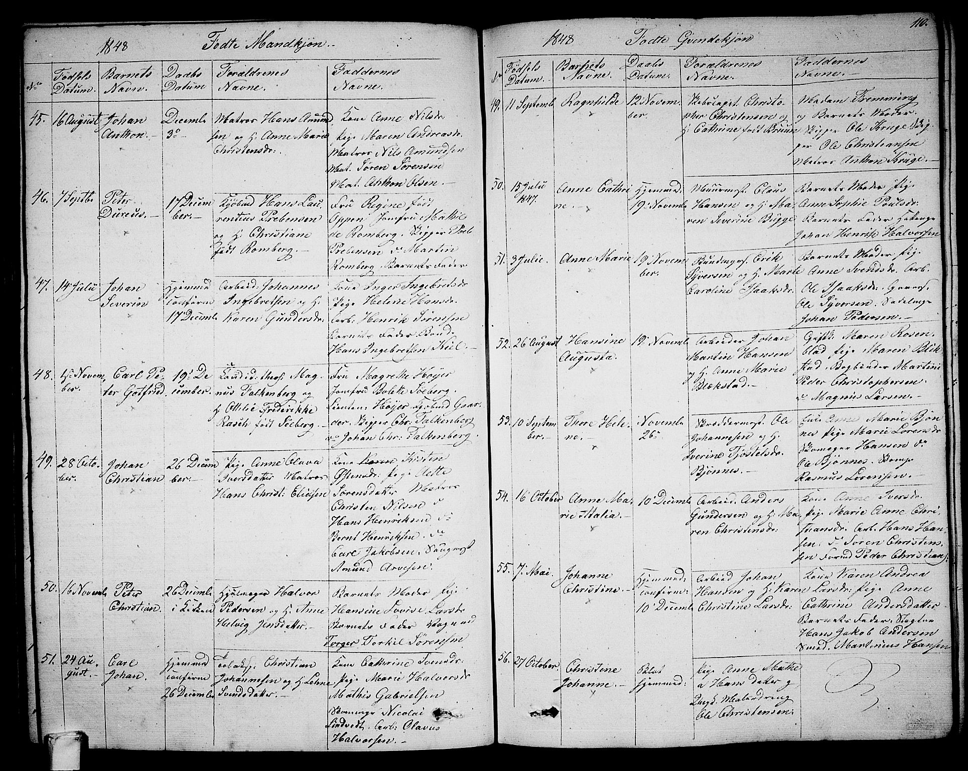 Larvik kirkebøker, AV/SAKO-A-352/G/Ga/L0003a: Parish register (copy) no. I 3A, 1830-1870, p. 110