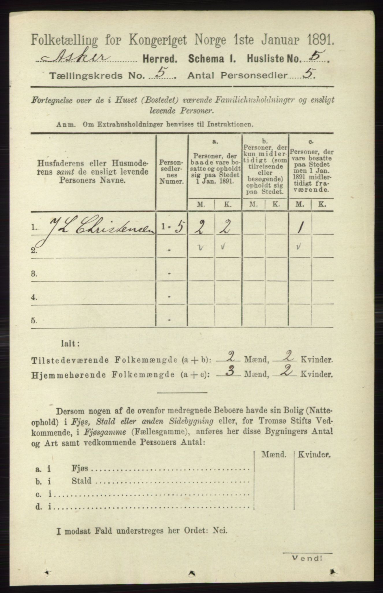 RA, 1891 census for 0220 Asker, 1891, p. 3636