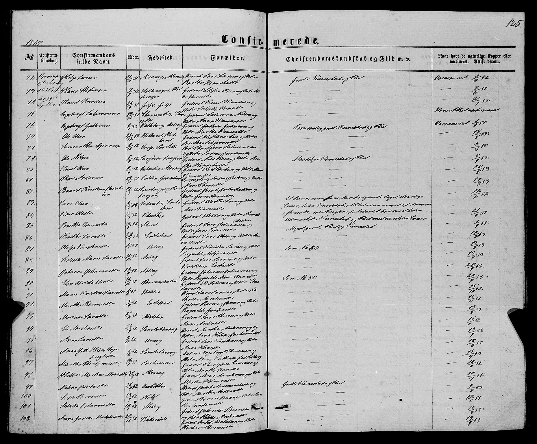 Finnås sokneprestembete, SAB/A-99925/H/Ha/Haa/Haaa/L0008: Parish register (official) no. A 8, 1863-1872, p. 125