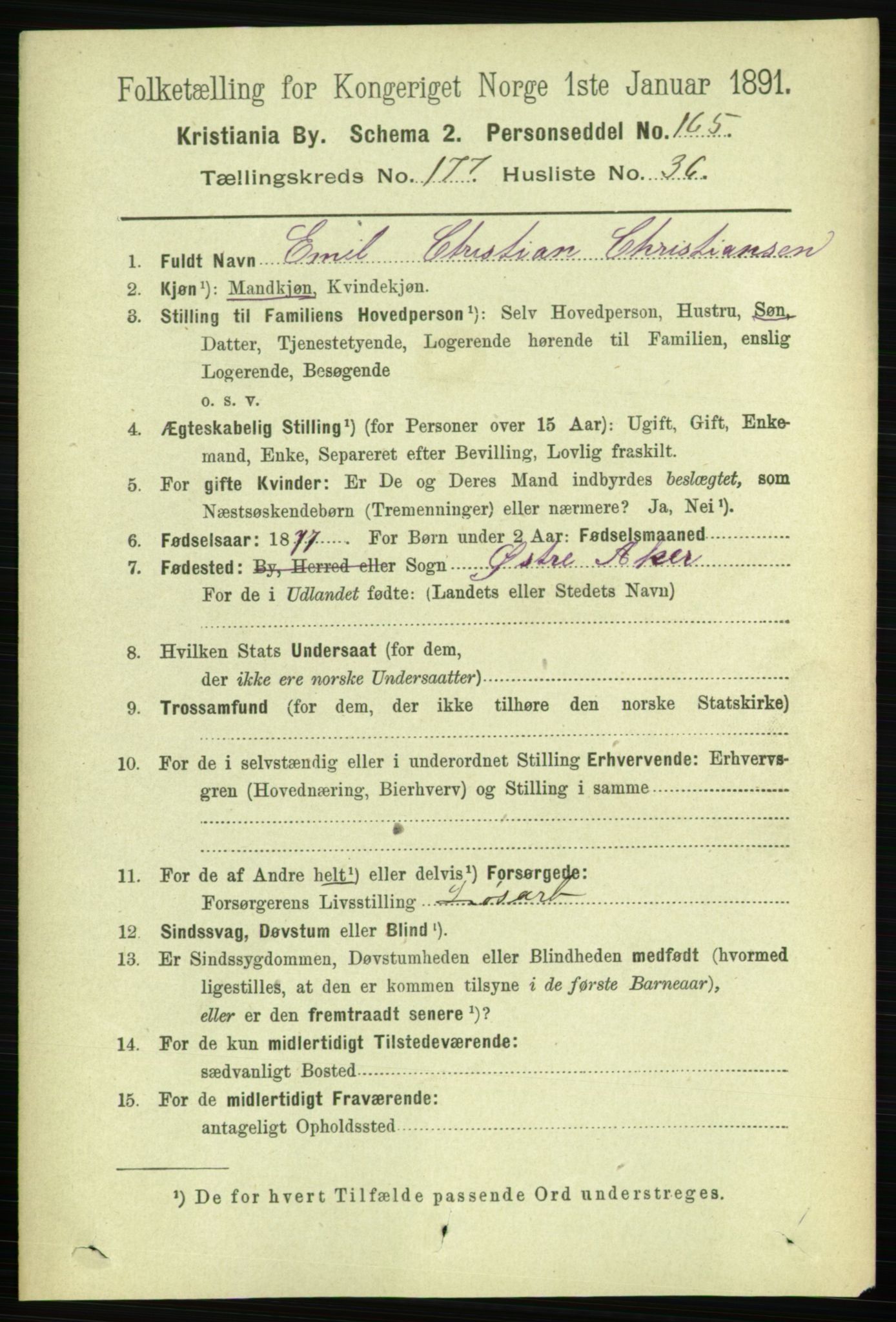 RA, 1891 census for 0301 Kristiania, 1891, p. 107206