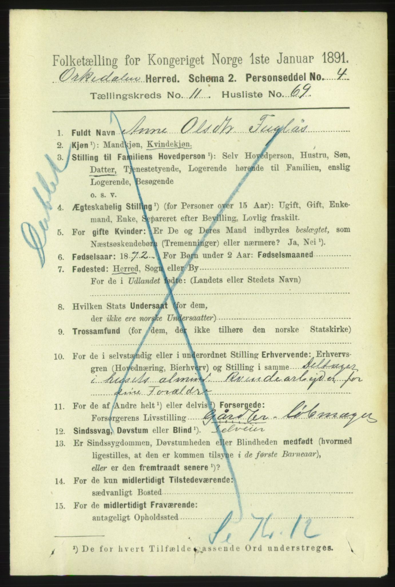 RA, 1891 census for 1638 Orkdal, 1891, p. 5511