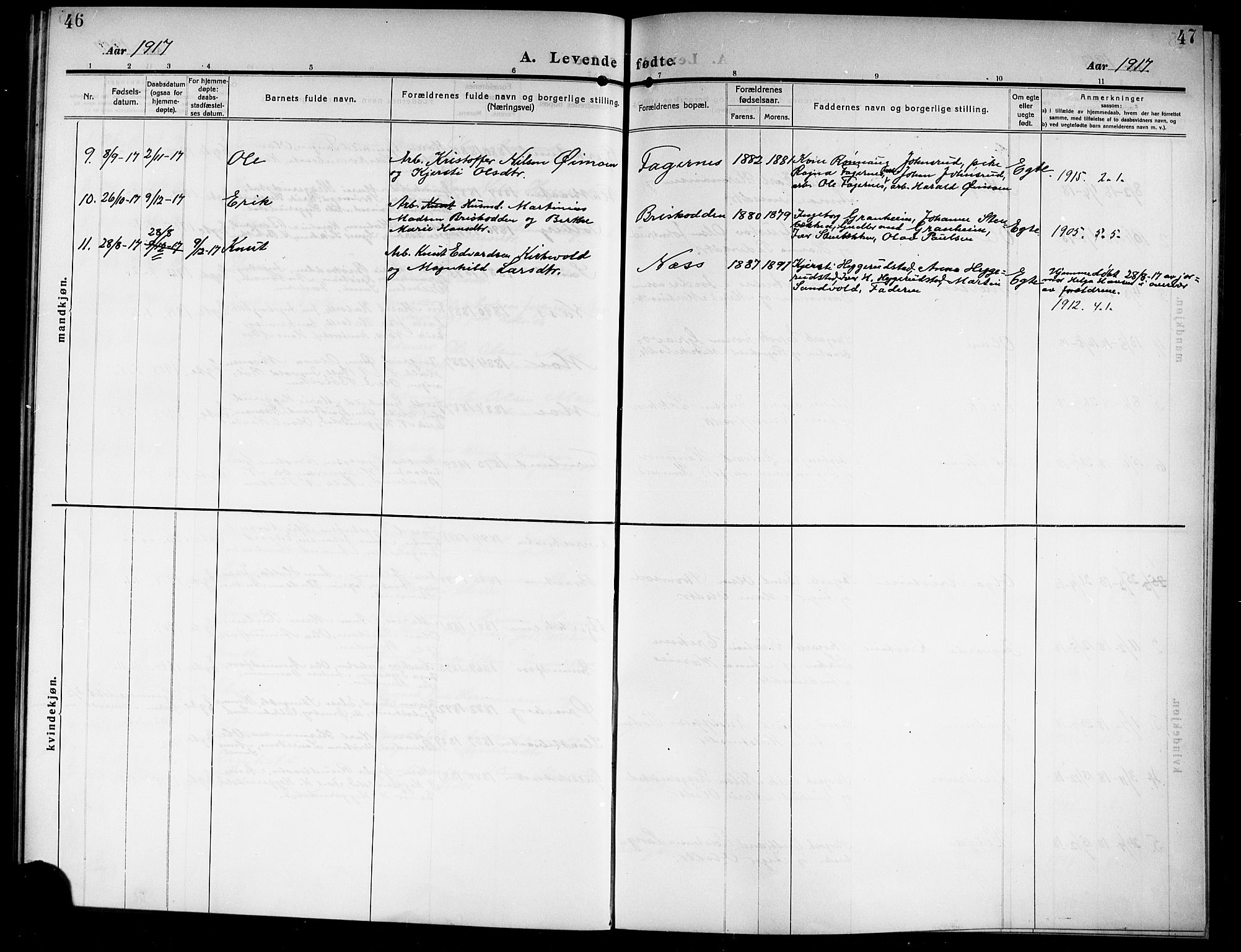 Ådal kirkebøker, AV/SAKO-A-248/G/Gb/L0002: Parish register (copy) no. II 2, 1909-1920, p. 46-47