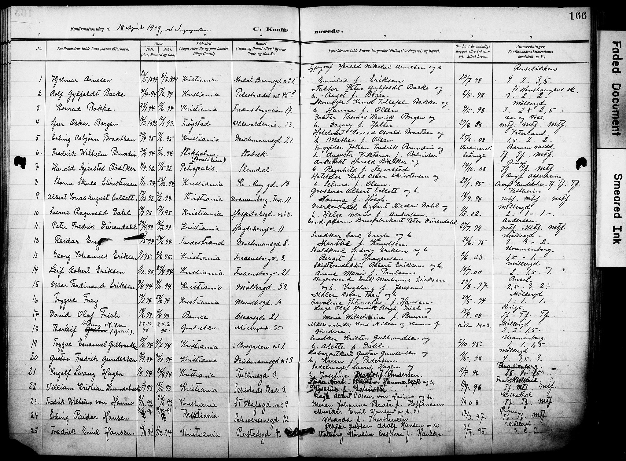 Trefoldighet prestekontor Kirkebøker, SAO/A-10882/F/Fb/L0004: Parish register (official) no. II 4, 1896-1915, p. 166