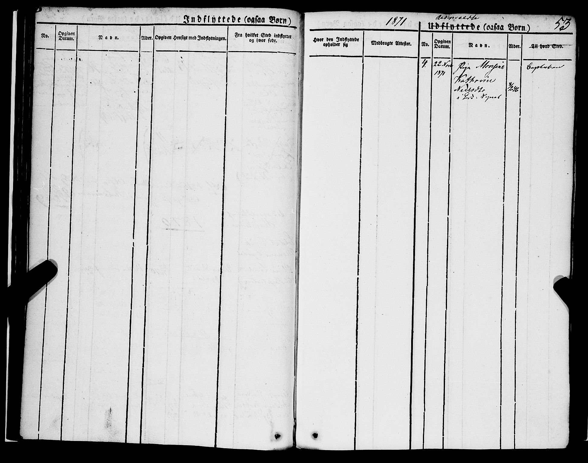 Korskirken sokneprestembete, SAB/A-76101/H/Haa/L0050: Parish register (official) no. F 1, 1821-1869, p. 53