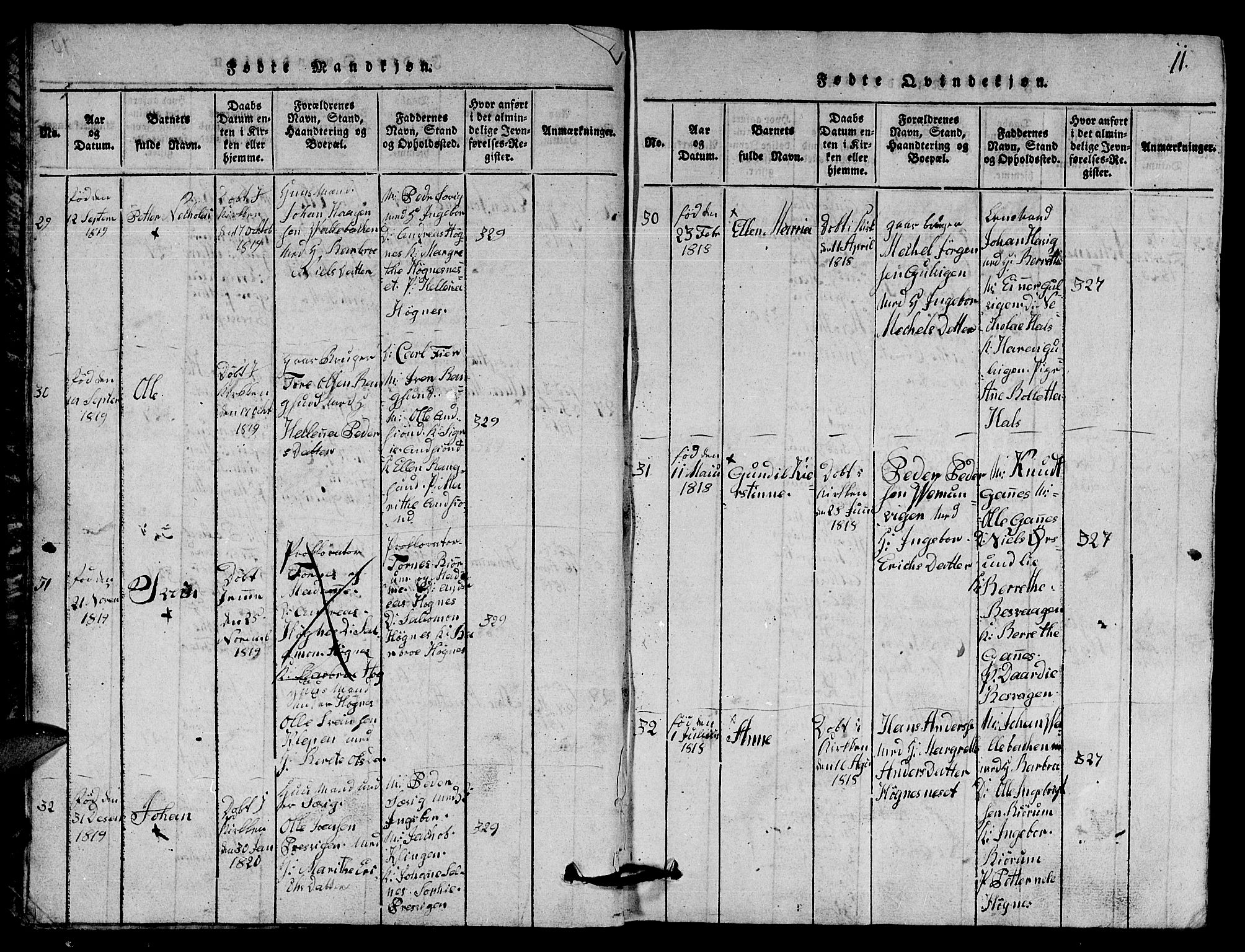 Ministerialprotokoller, klokkerbøker og fødselsregistre - Nord-Trøndelag, SAT/A-1458/770/L0590: Parish register (copy) no. 770C01, 1815-1824, p. 11
