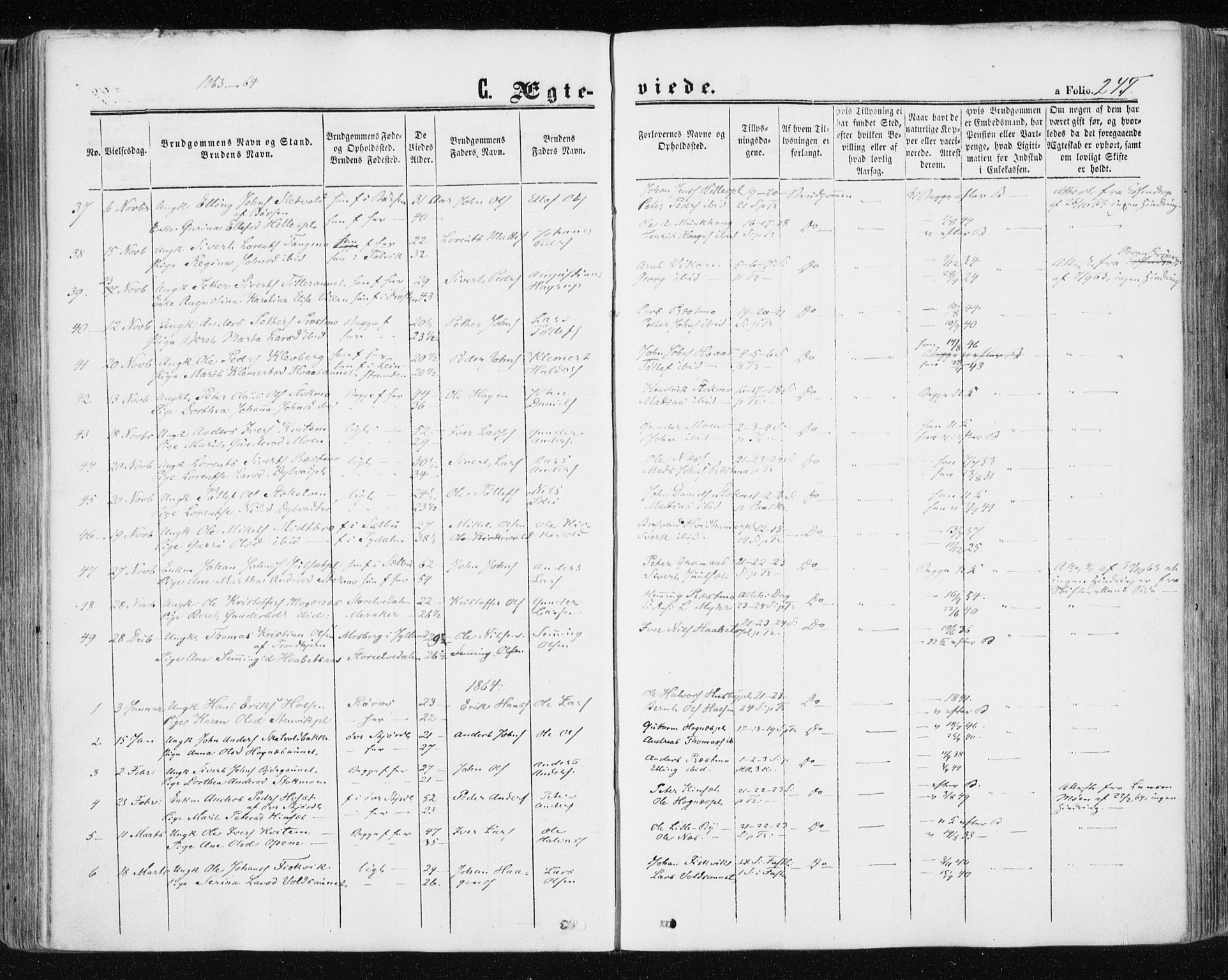 Ministerialprotokoller, klokkerbøker og fødselsregistre - Nord-Trøndelag, SAT/A-1458/709/L0075: Parish register (official) no. 709A15, 1859-1870, p. 245