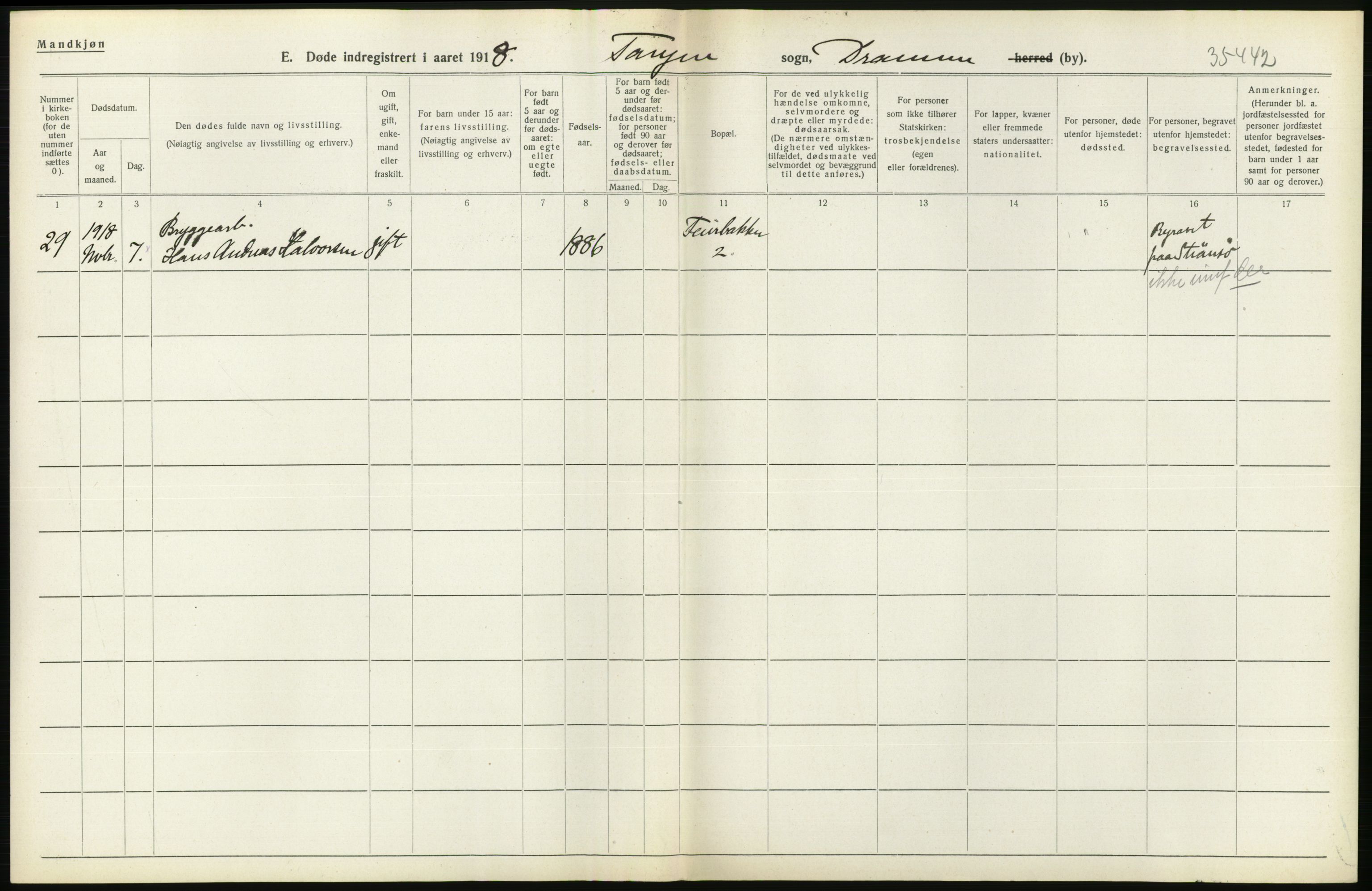 Statistisk sentralbyrå, Sosiodemografiske emner, Befolkning, AV/RA-S-2228/D/Df/Dfb/Dfbh/L0020: Buskerud fylke: Døde. Bygder og byer., 1918, p. 484