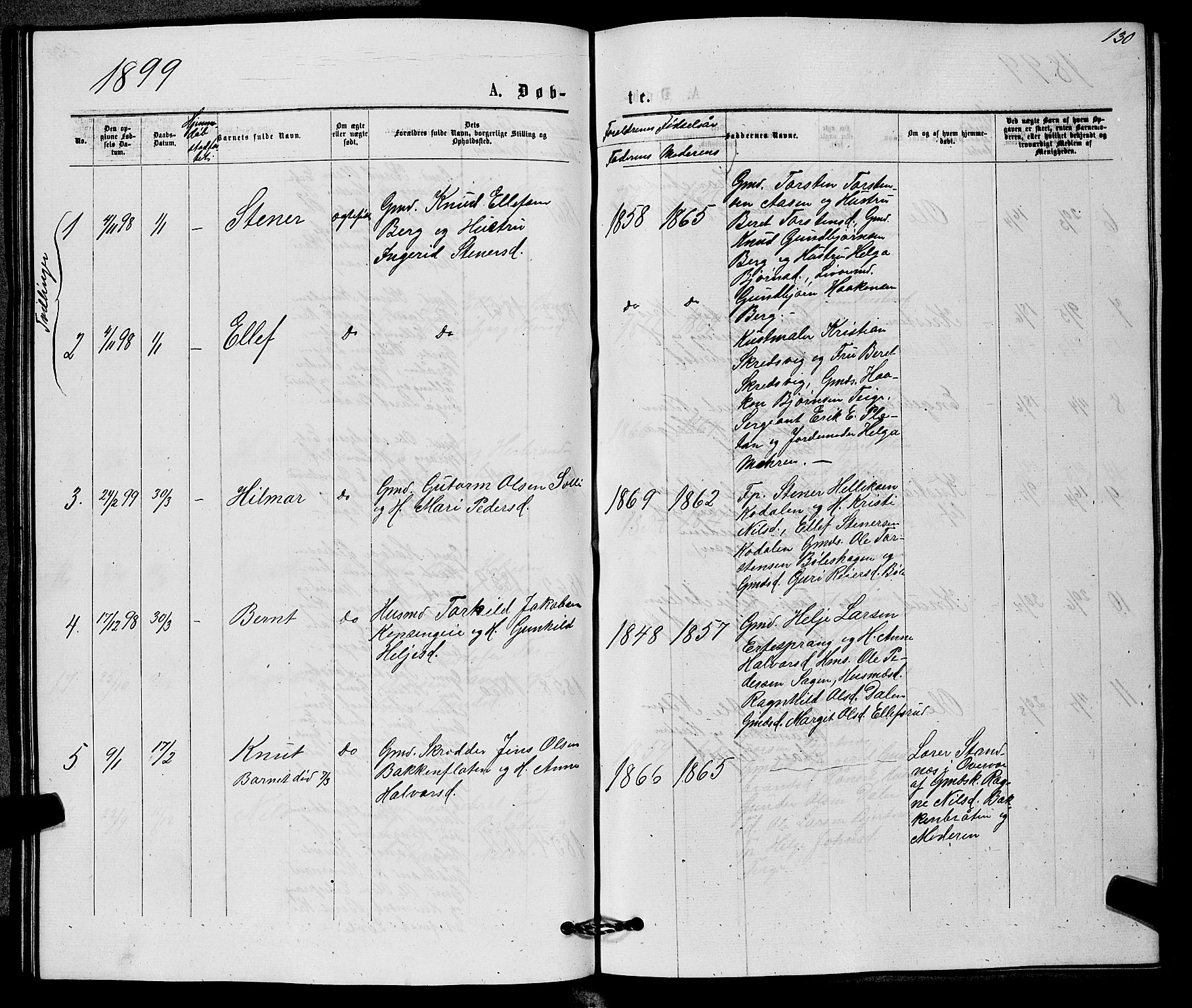 Sigdal kirkebøker, AV/SAKO-A-245/G/Gb/L0002: Parish register (copy) no. II 2, 1875-1900, p. 130