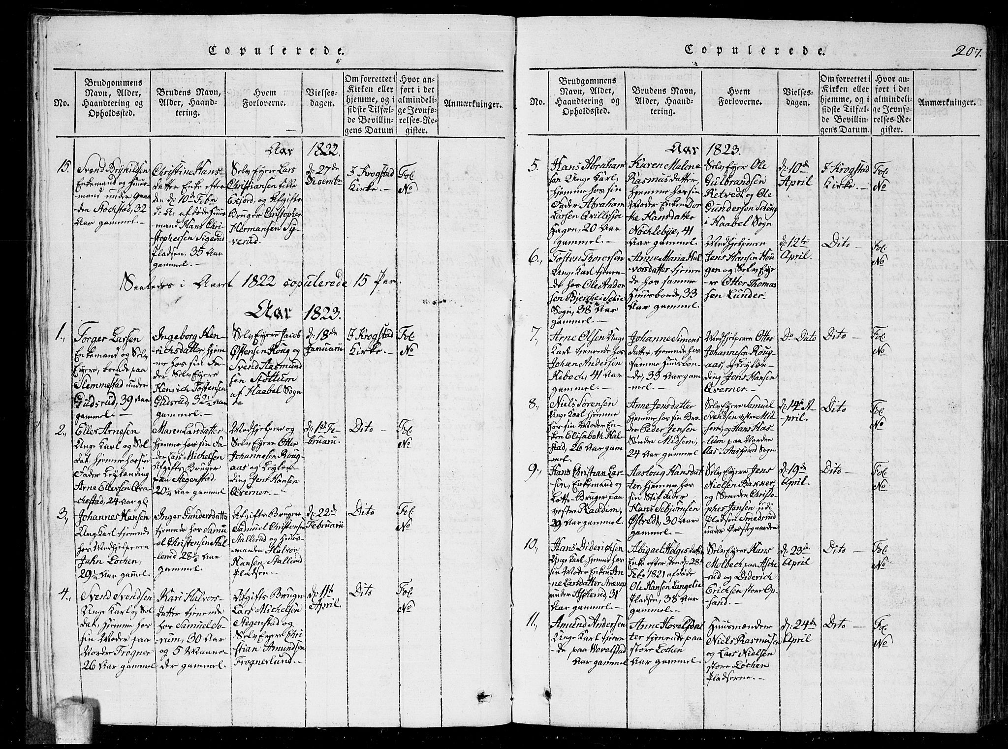 Kråkstad prestekontor Kirkebøker, AV/SAO-A-10125a/G/Ga/L0001: Parish register (copy) no. I 1, 1813-1824, p. 207