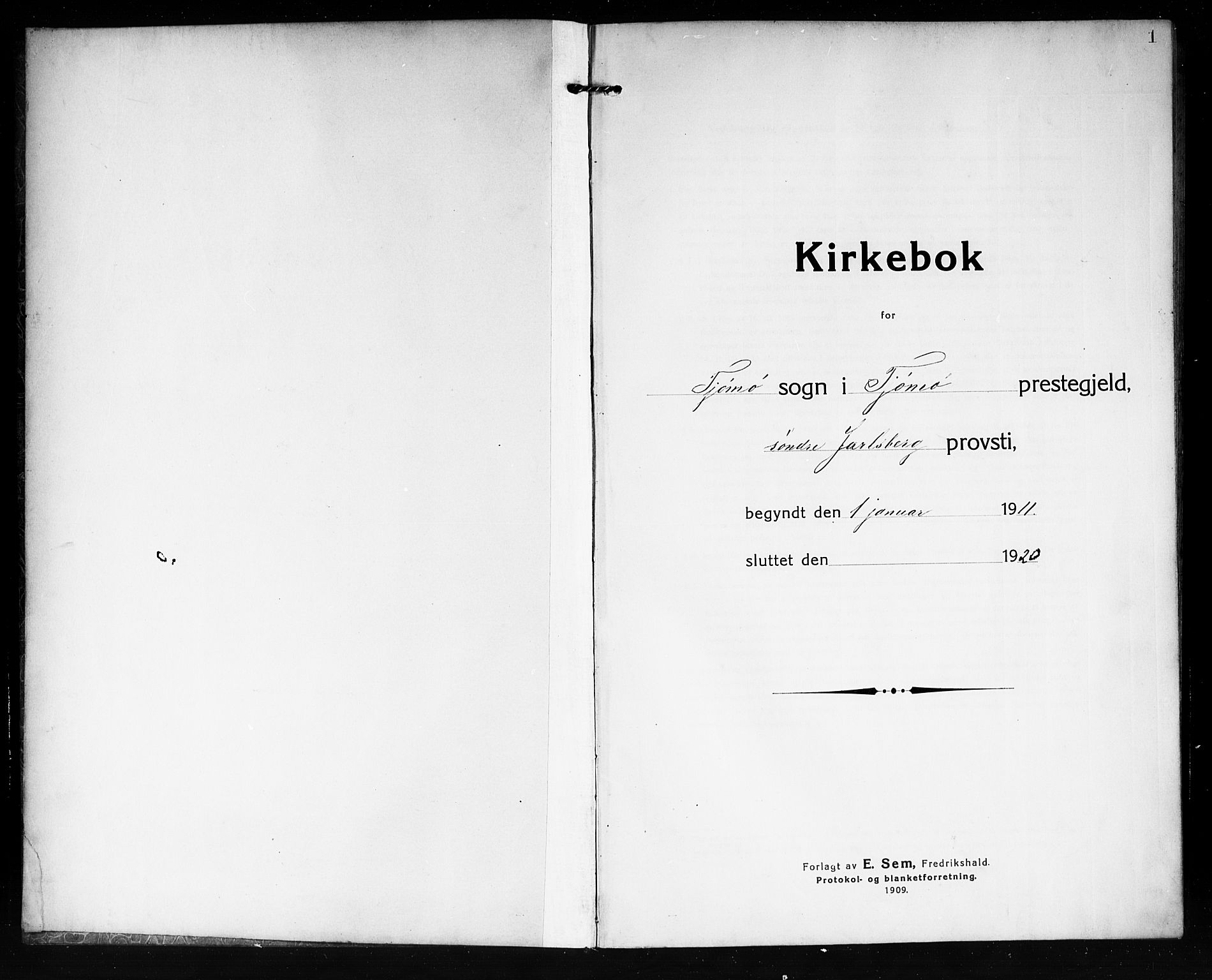 Tjøme kirkebøker, AV/SAKO-A-328/G/Ga/L0002: Parish register (copy) no. I 2, 1911-1920, p. 1