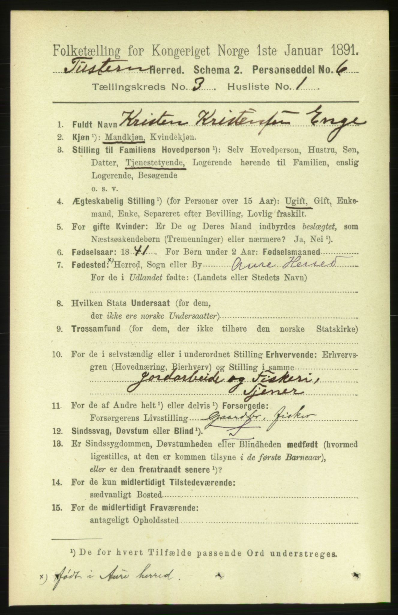 RA, 1891 census for 1572 Tustna, 1891, p. 955