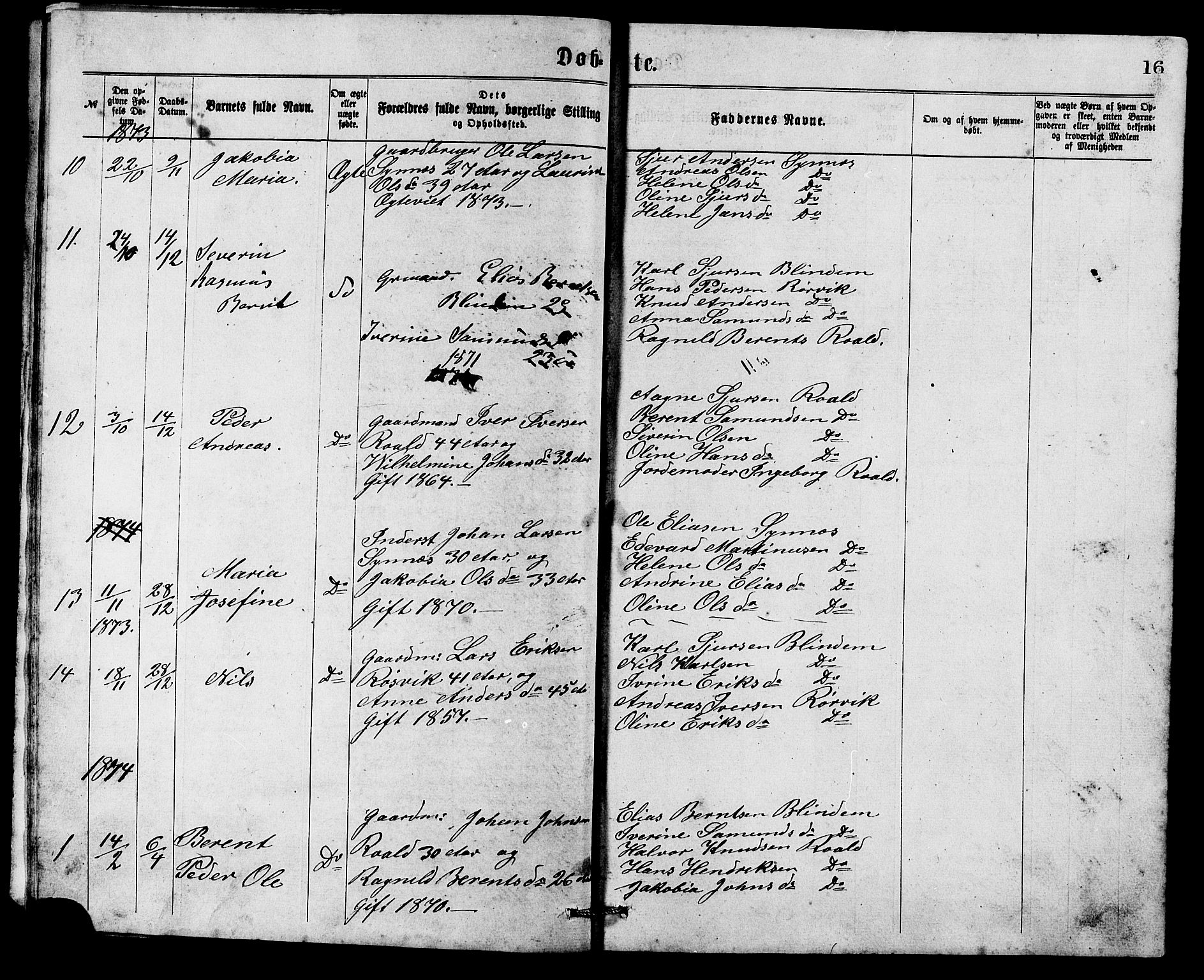 Ministerialprotokoller, klokkerbøker og fødselsregistre - Møre og Romsdal, SAT/A-1454/537/L0521: Parish register (copy) no. 537C02, 1869-1888, p. 16