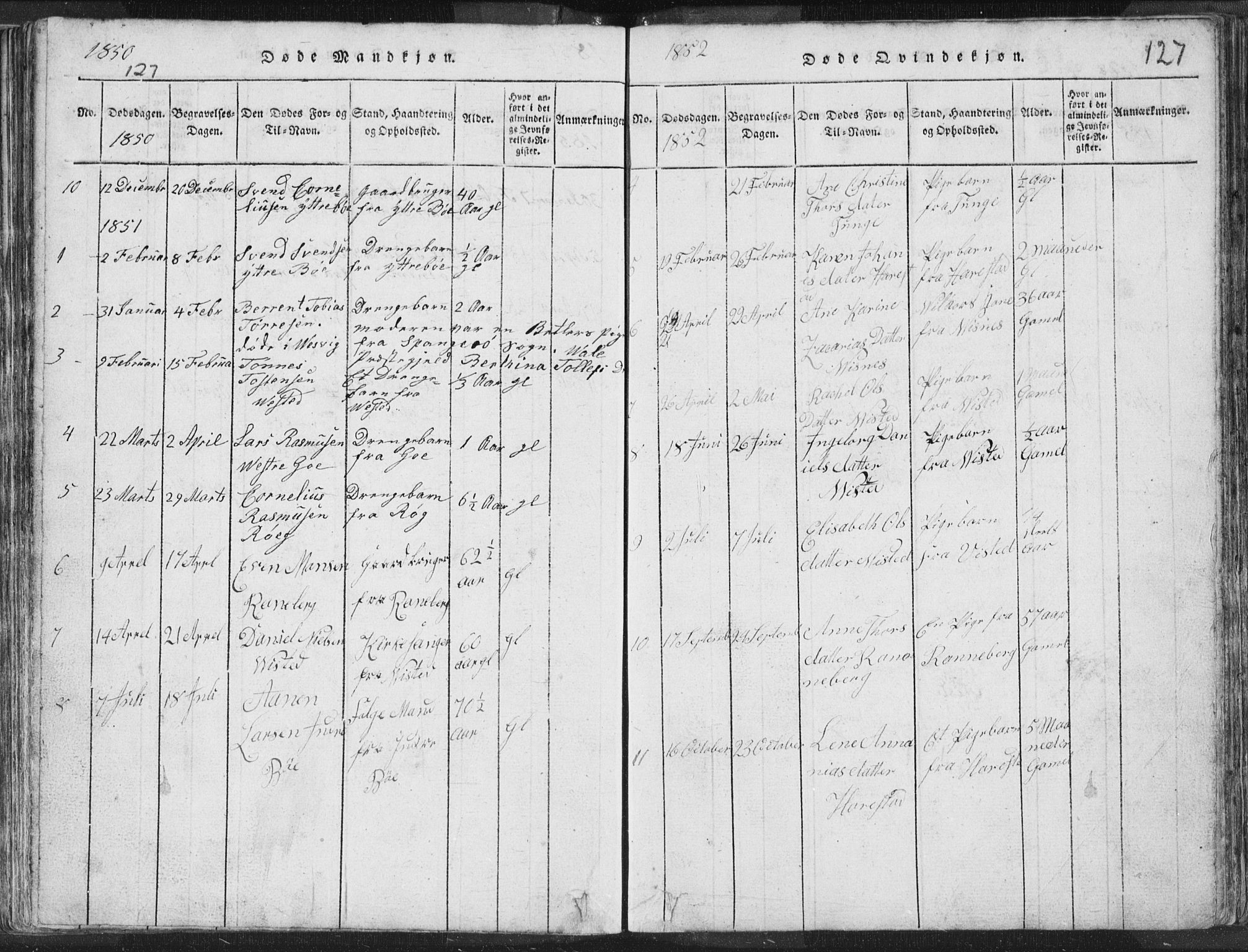 Hetland sokneprestkontor, AV/SAST-A-101826/30/30BA/L0001: Parish register (official) no. A 1, 1816-1856, p. 127