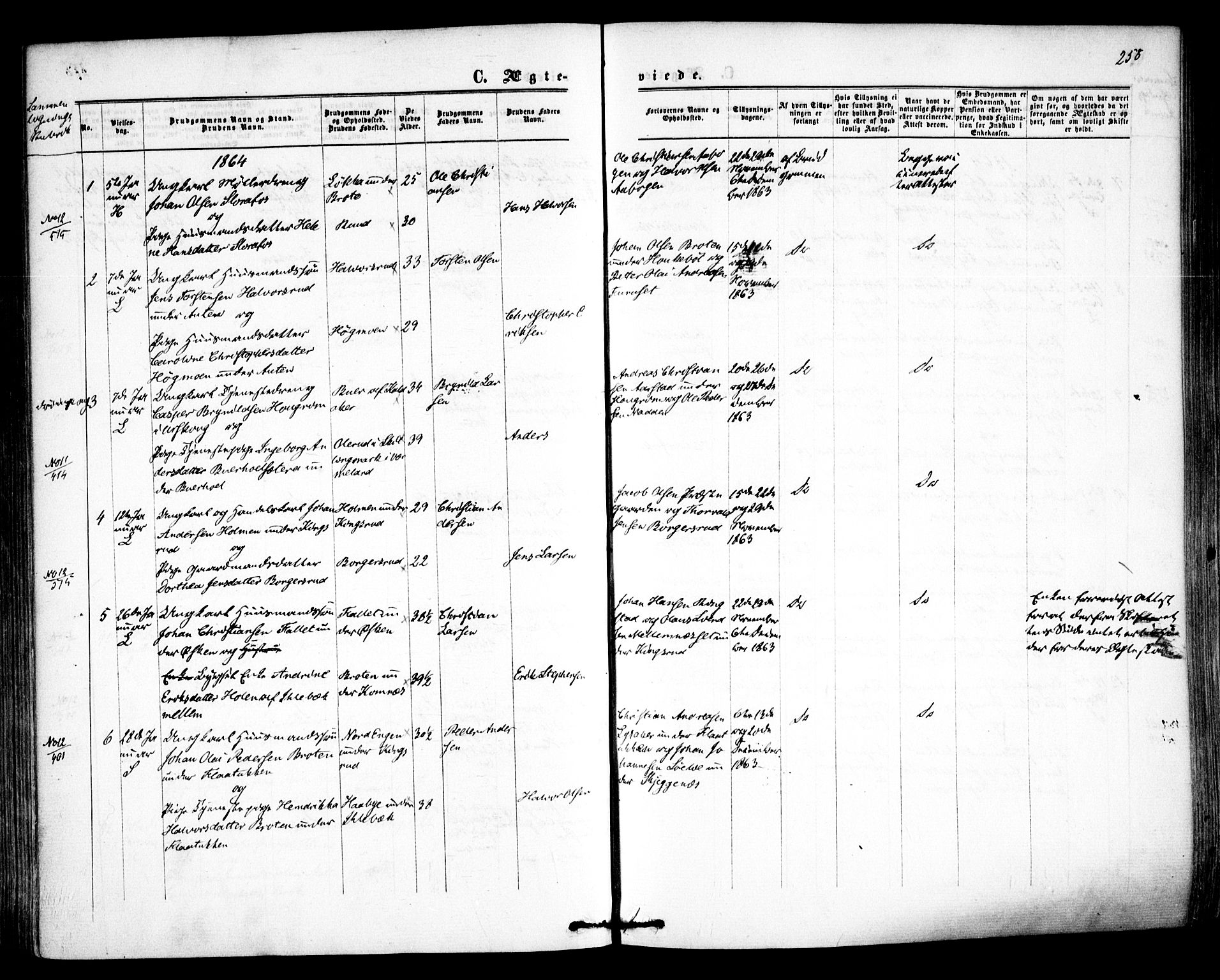 Høland prestekontor Kirkebøker, SAO/A-10346a/F/Fa/L0011: Parish register (official) no. I 11, 1862-1869, p. 258