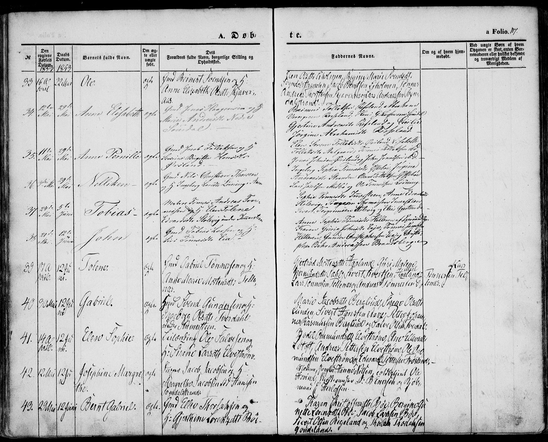 Sokndal sokneprestkontor, AV/SAST-A-101808: Parish register (official) no. A 8.1, 1842-1857, p. 117