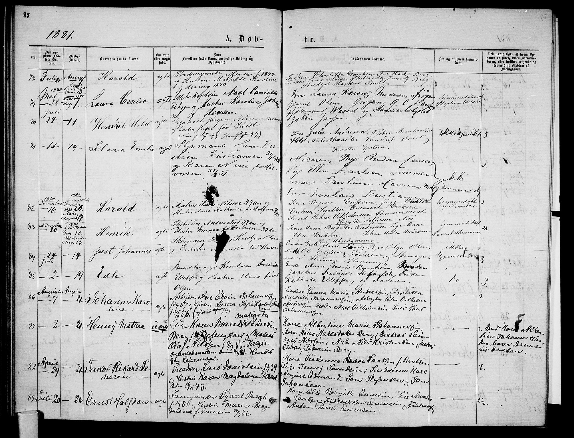 Tønsberg kirkebøker, AV/SAKO-A-330/G/Ga/L0005: Parish register (copy) no. 5, 1875-1885, p. 88