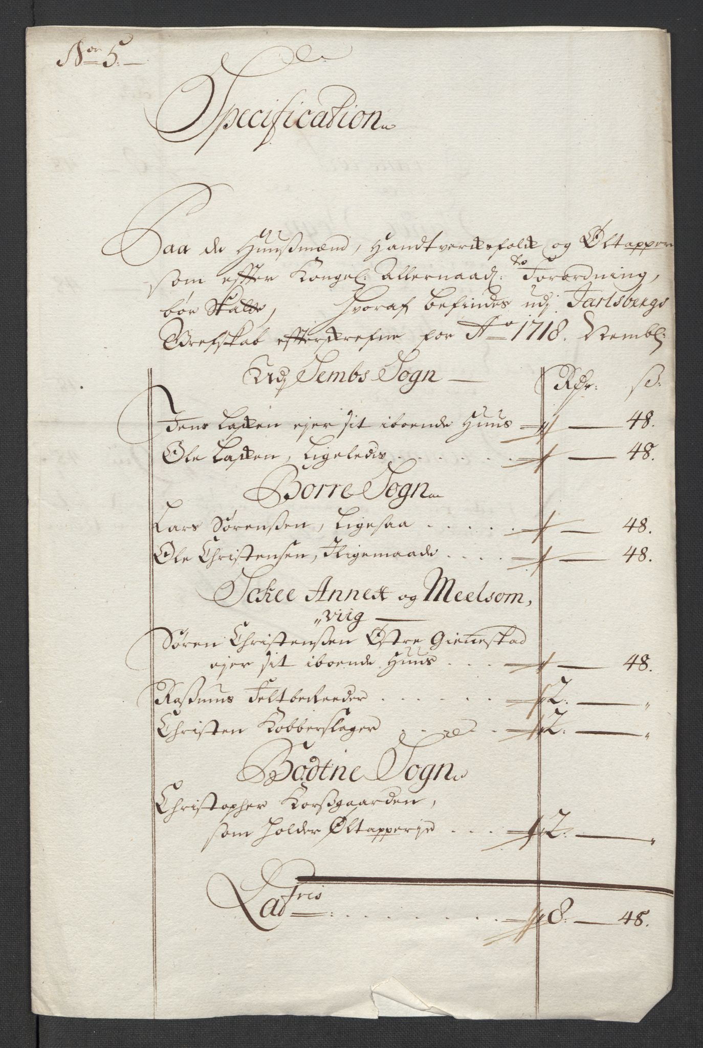 Rentekammeret inntil 1814, Reviderte regnskaper, Fogderegnskap, RA/EA-4092/R32/L1882: Fogderegnskap Jarlsberg grevskap, 1718, p. 153