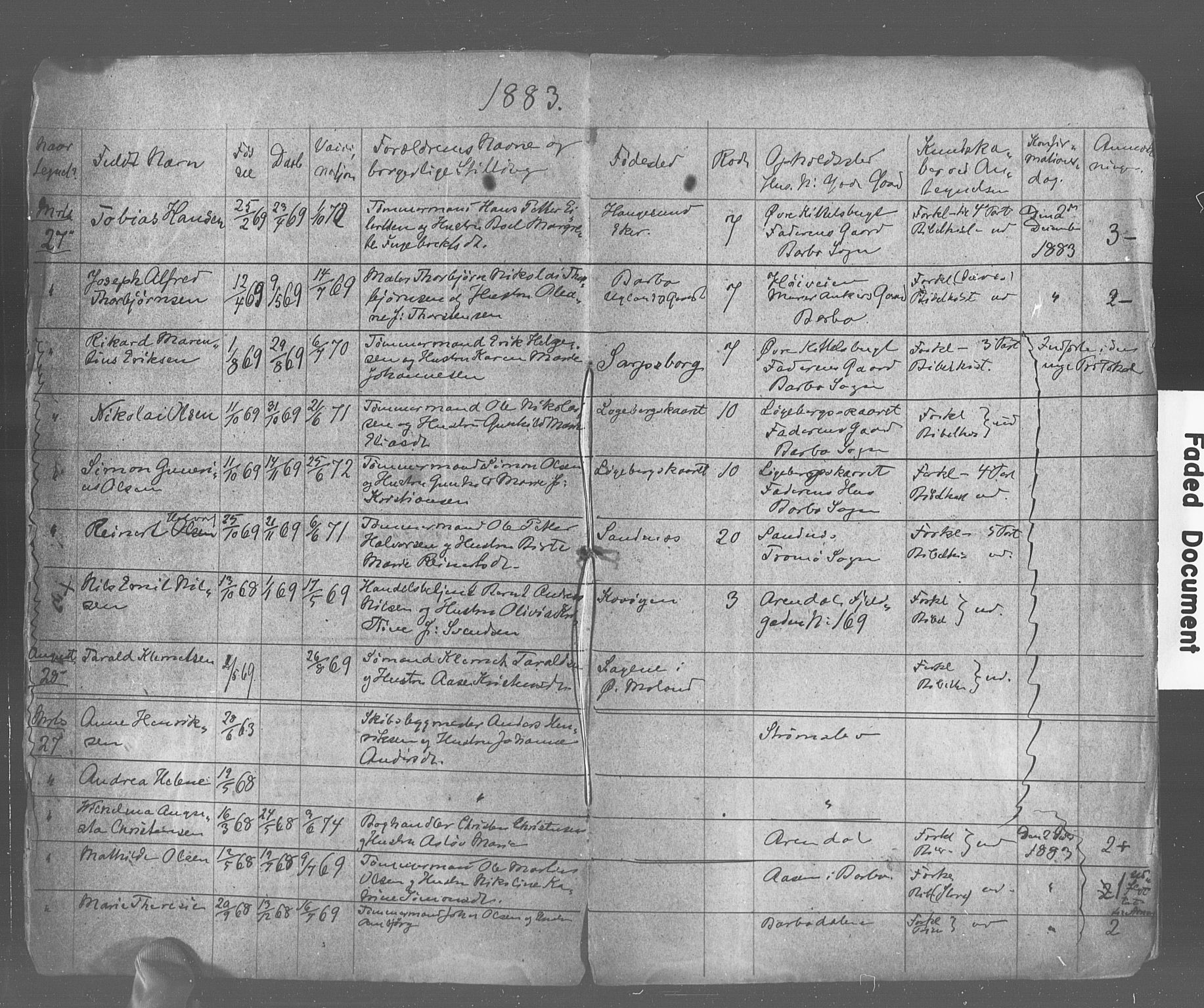 Den evangelisk-lutherske frimenighet, Arendal, AV/SAK-1292-0005/F/Fa/L0001: Dissenter register no. F 5, 1877-1883