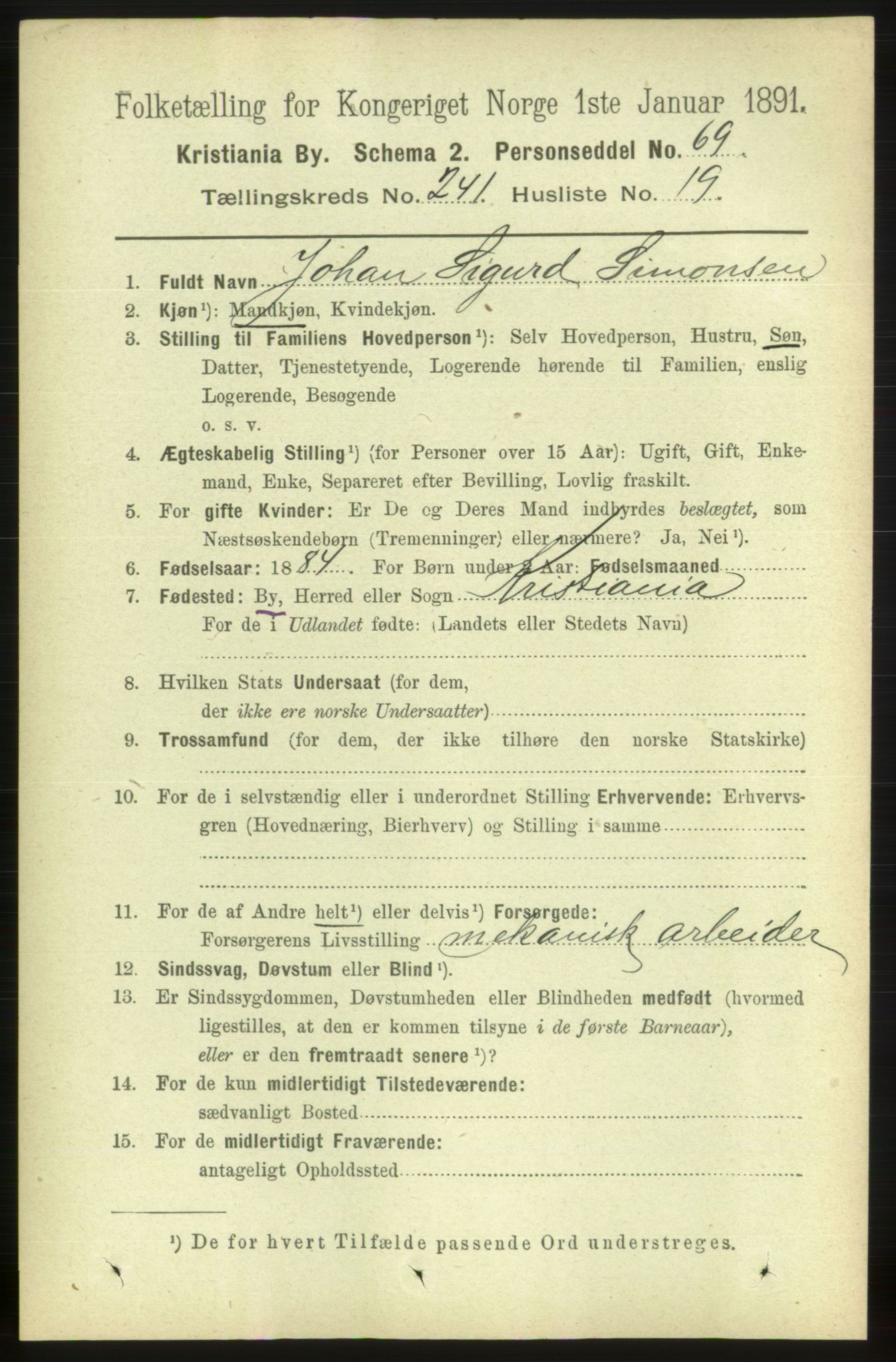 RA, 1891 census for 0301 Kristiania, 1891, p. 146810