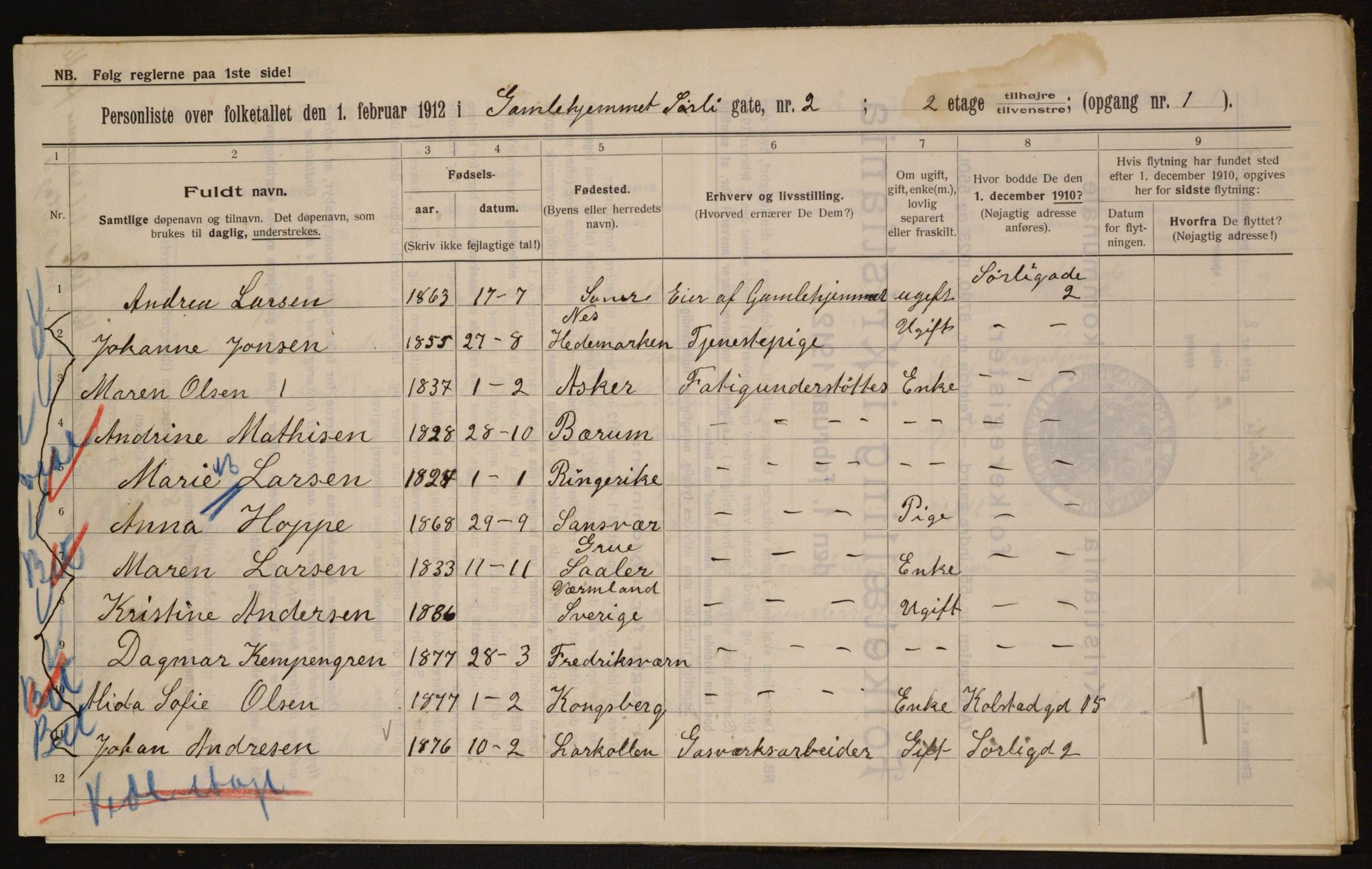 OBA, Municipal Census 1912 for Kristiania, 1912, p. 106479
