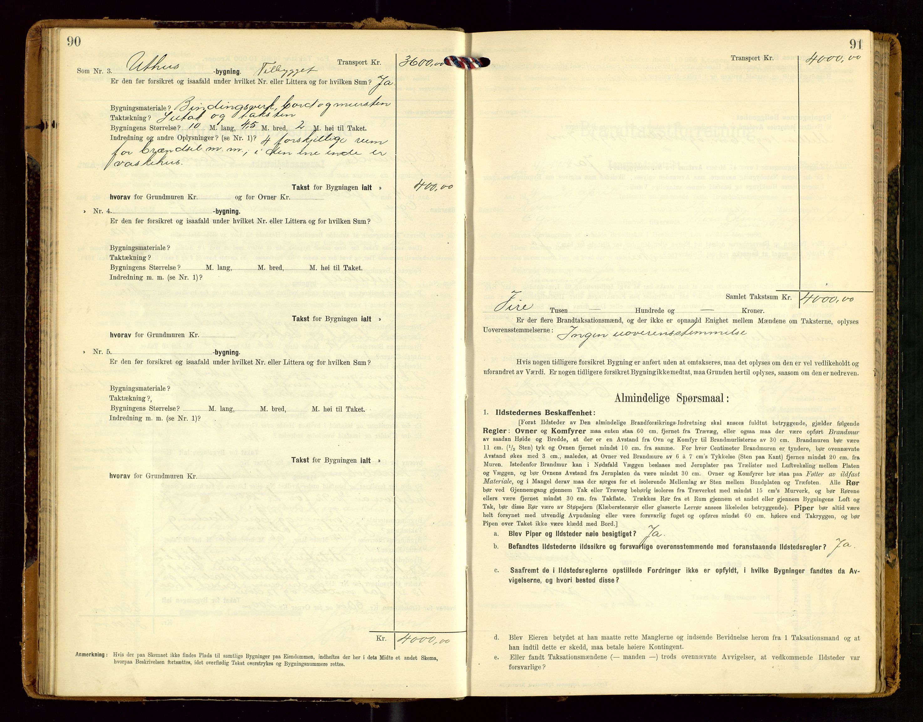 Eigersund lensmannskontor, AV/SAST-A-100171/Gob/L0002: "Brandtakstprotokol", 1910-1916, p. 90-91