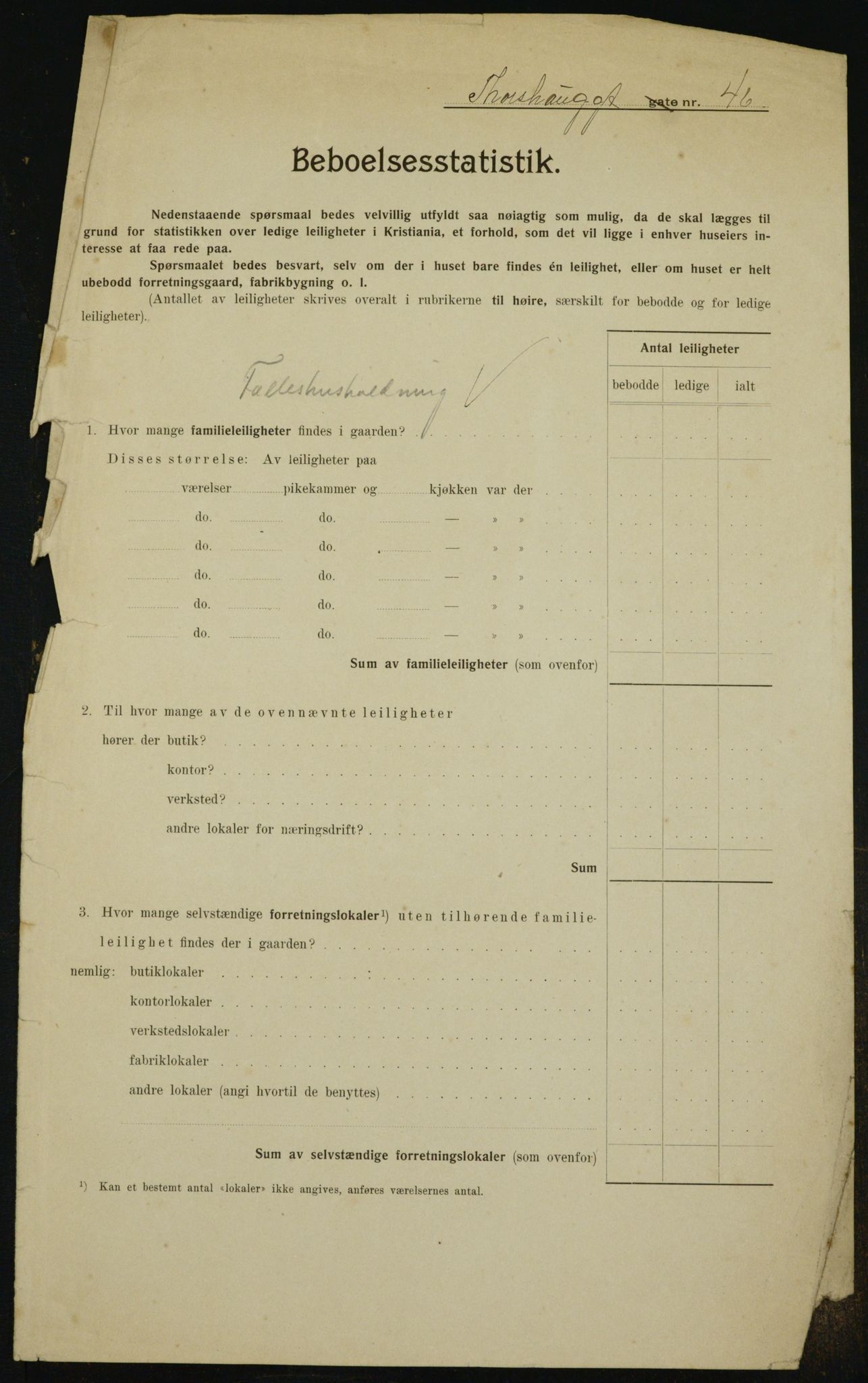 OBA, Municipal Census 1910 for Kristiania, 1910, p. 109165