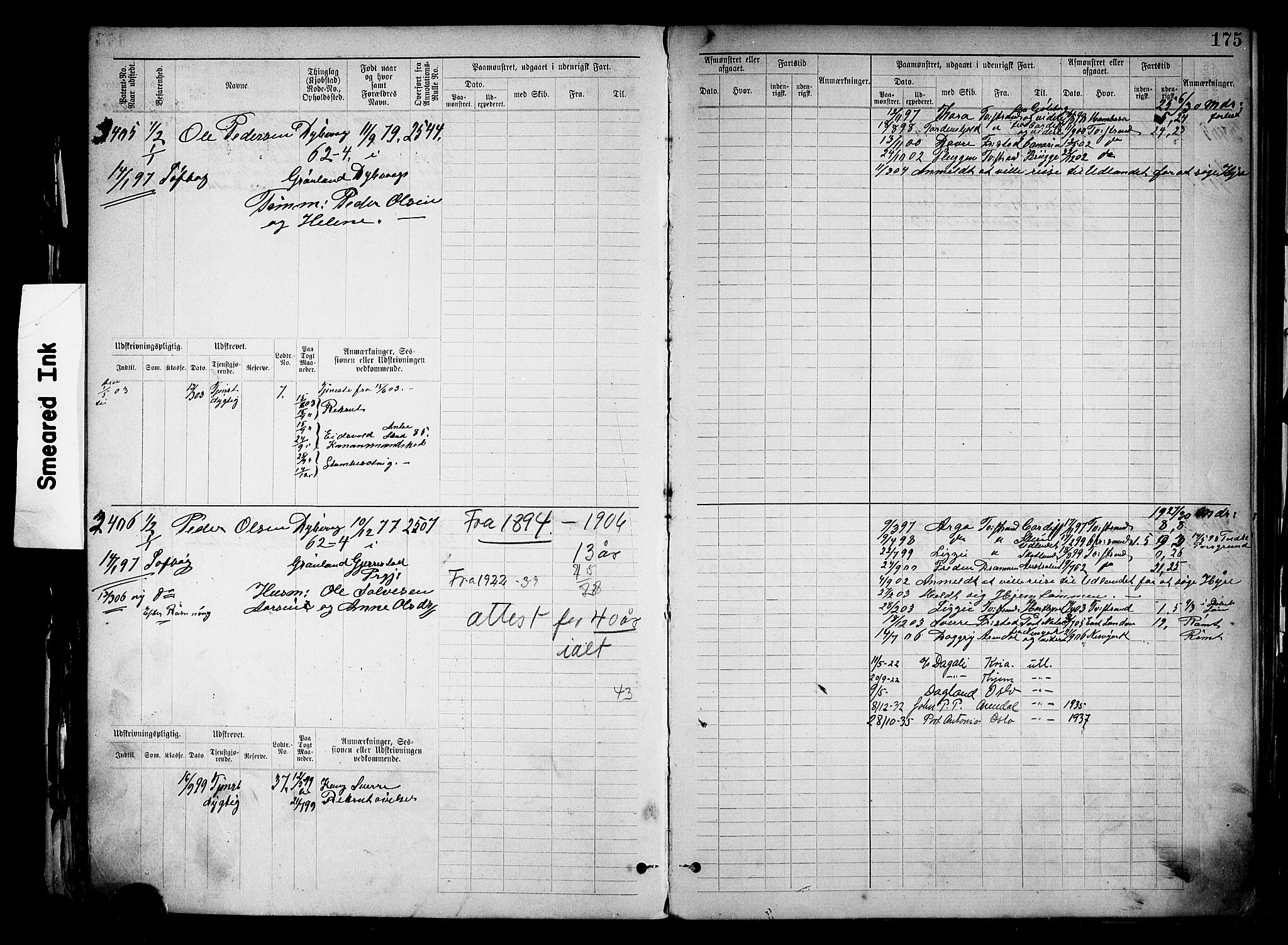 Tvedestrand mønstringskrets, SAK/2031-0011/F/Fb/L0019: Hovedrulle nr 3057-3818, U-35, 1892-1906, p. 179