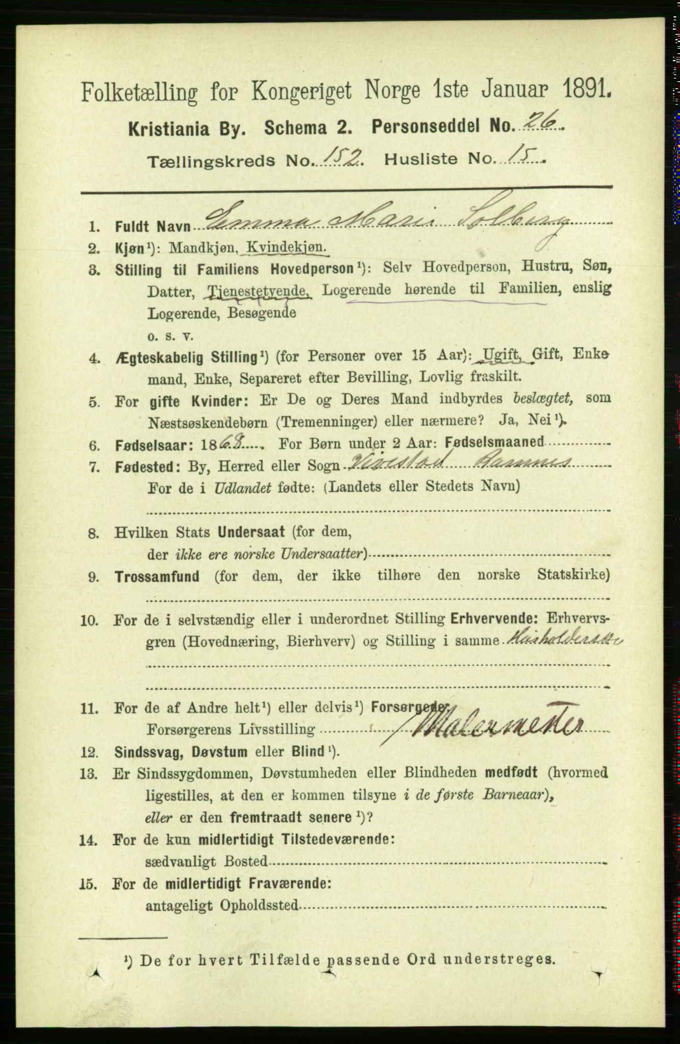 RA, 1891 census for 0301 Kristiania, 1891, p. 85682