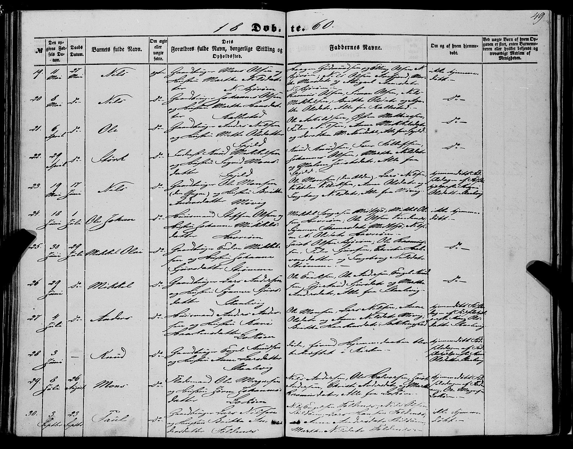 Fjell sokneprestembete, AV/SAB-A-75301/H/Haa: Parish register (official) no. A 2, 1847-1864, p. 49