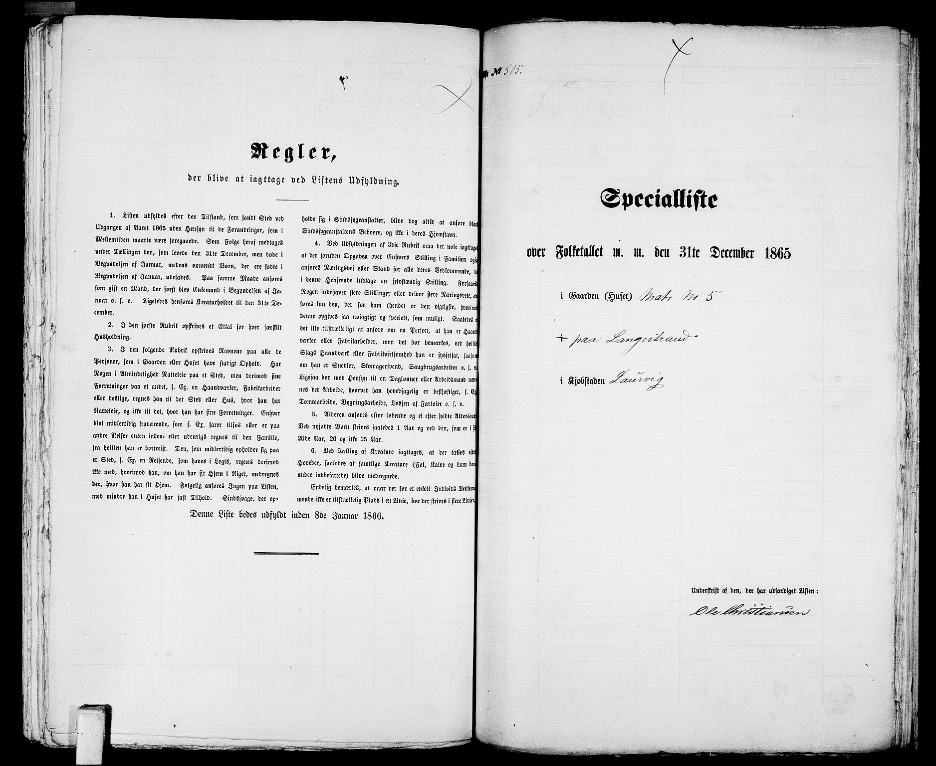 RA, 1865 census for Larvik, 1865, p. 1035