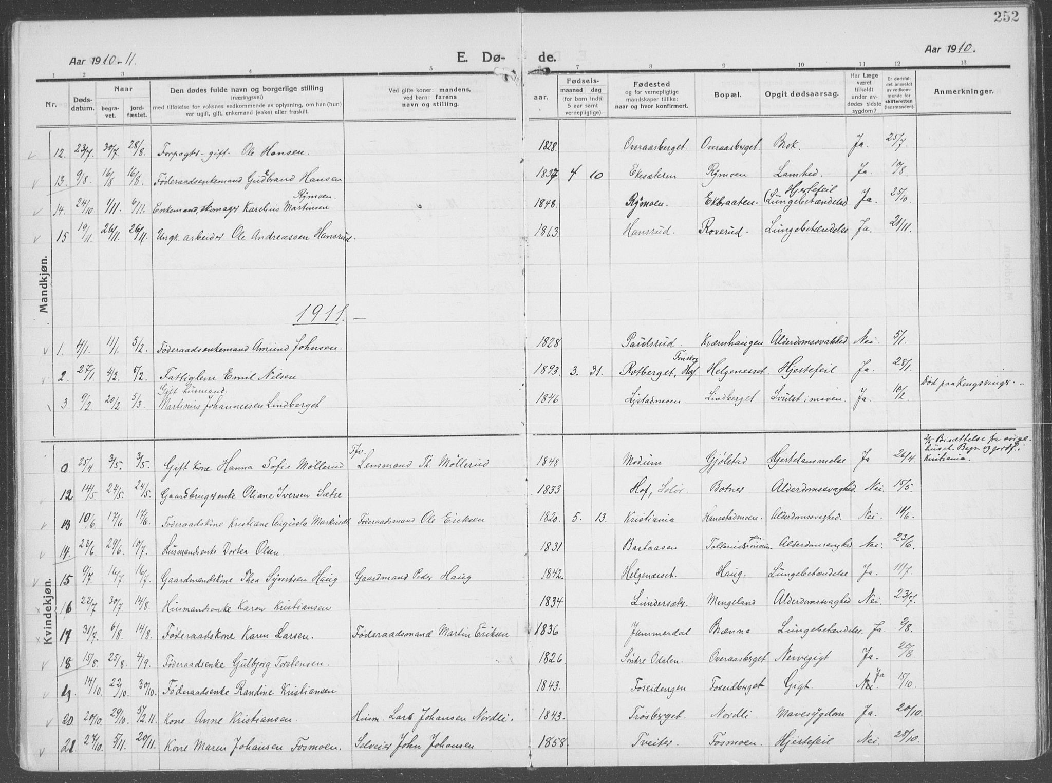 Brandval prestekontor, AV/SAH-PREST-034/H/Ha/Haa/L0004: Parish register (official) no. 4, 1910-1924, p. 252