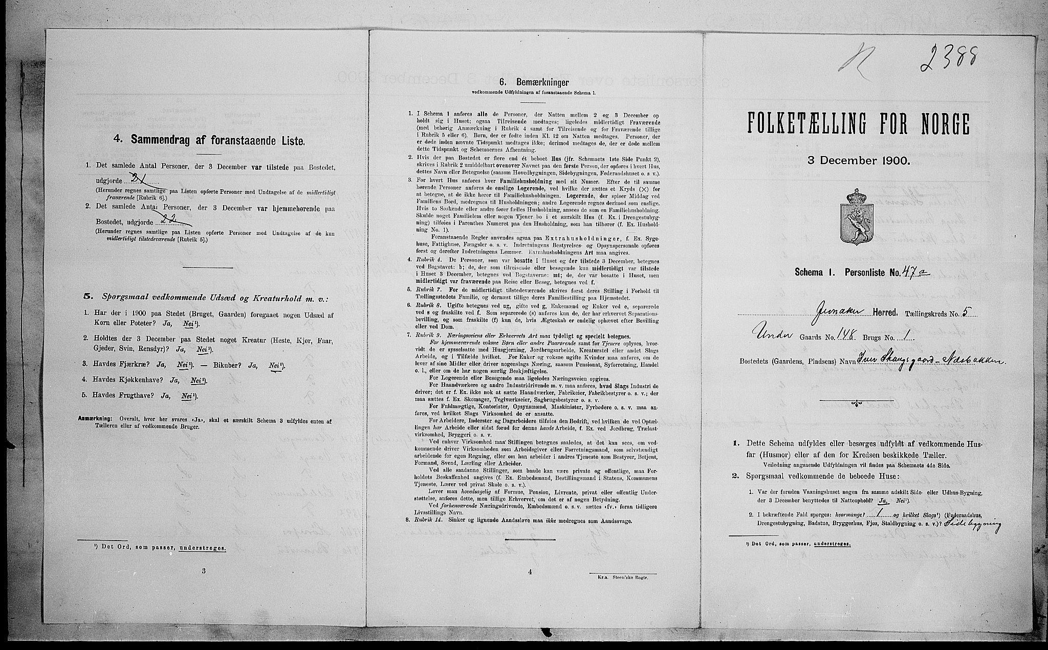 SAH, 1900 census for Jevnaker, 1900, p. 693