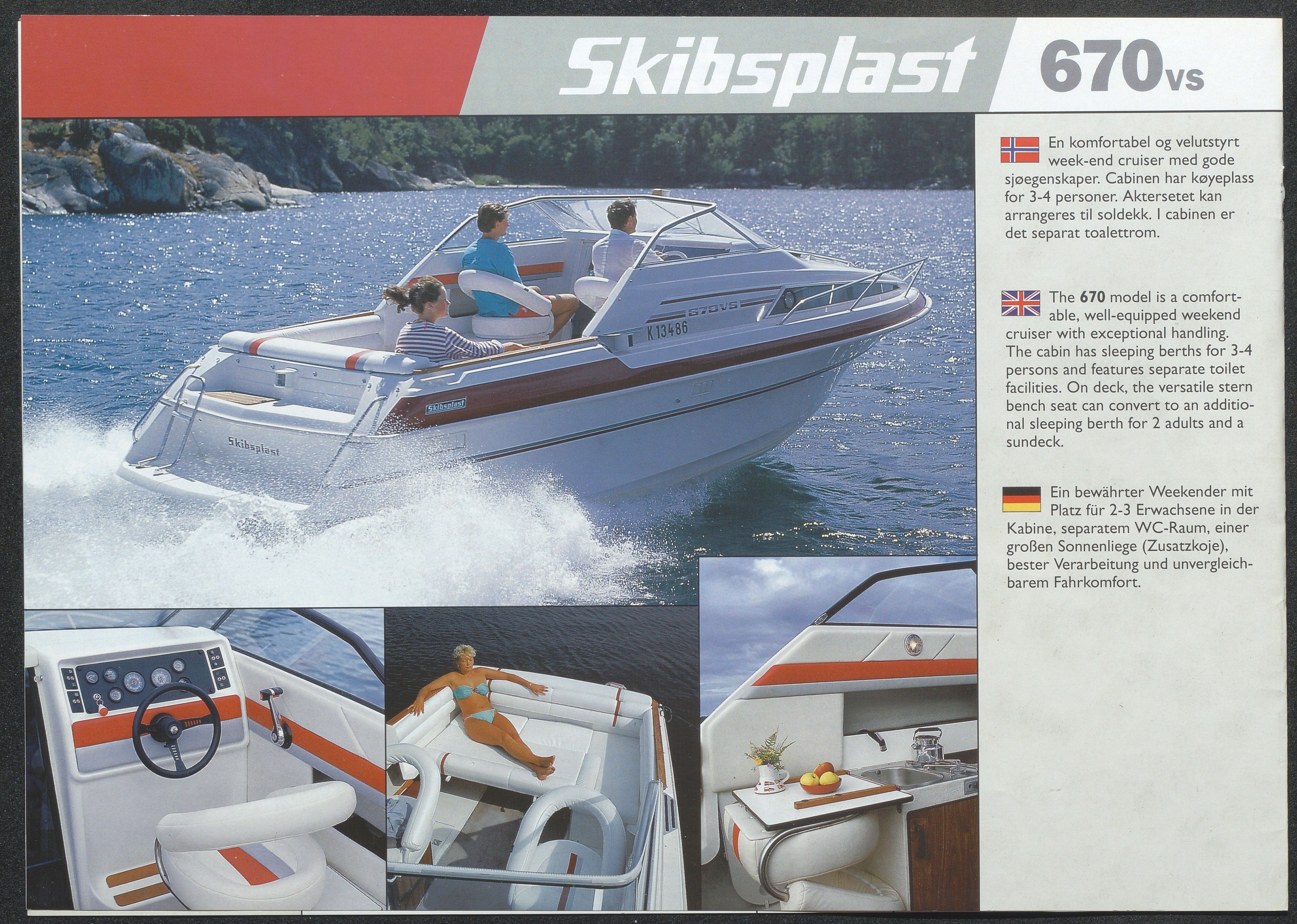 Skibsplast, AAKS/PA-2968/01/X/X01/L0001/0025: Brosjyrer / Skibsplast 670 VS (1987-1992). Skibsplast 650 CC (1991-1997). Skibsplast 600 VS (1984-1992). Skibsplast 560 VS (1989-1997). Skibsplast 490 VS/HT (VS:1983-1995, HT:1982-2000). Skibsplast 450 VS (1990-1995). , 1982-2000