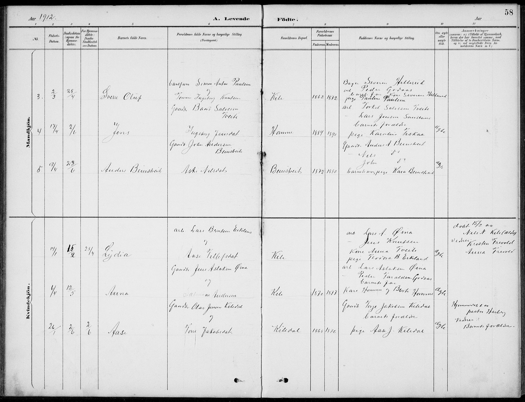 Vennesla sokneprestkontor, AV/SAK-1111-0045/Fb/Fba/L0003: Parish register (copy) no. B 3, 1890-1919, p. 58