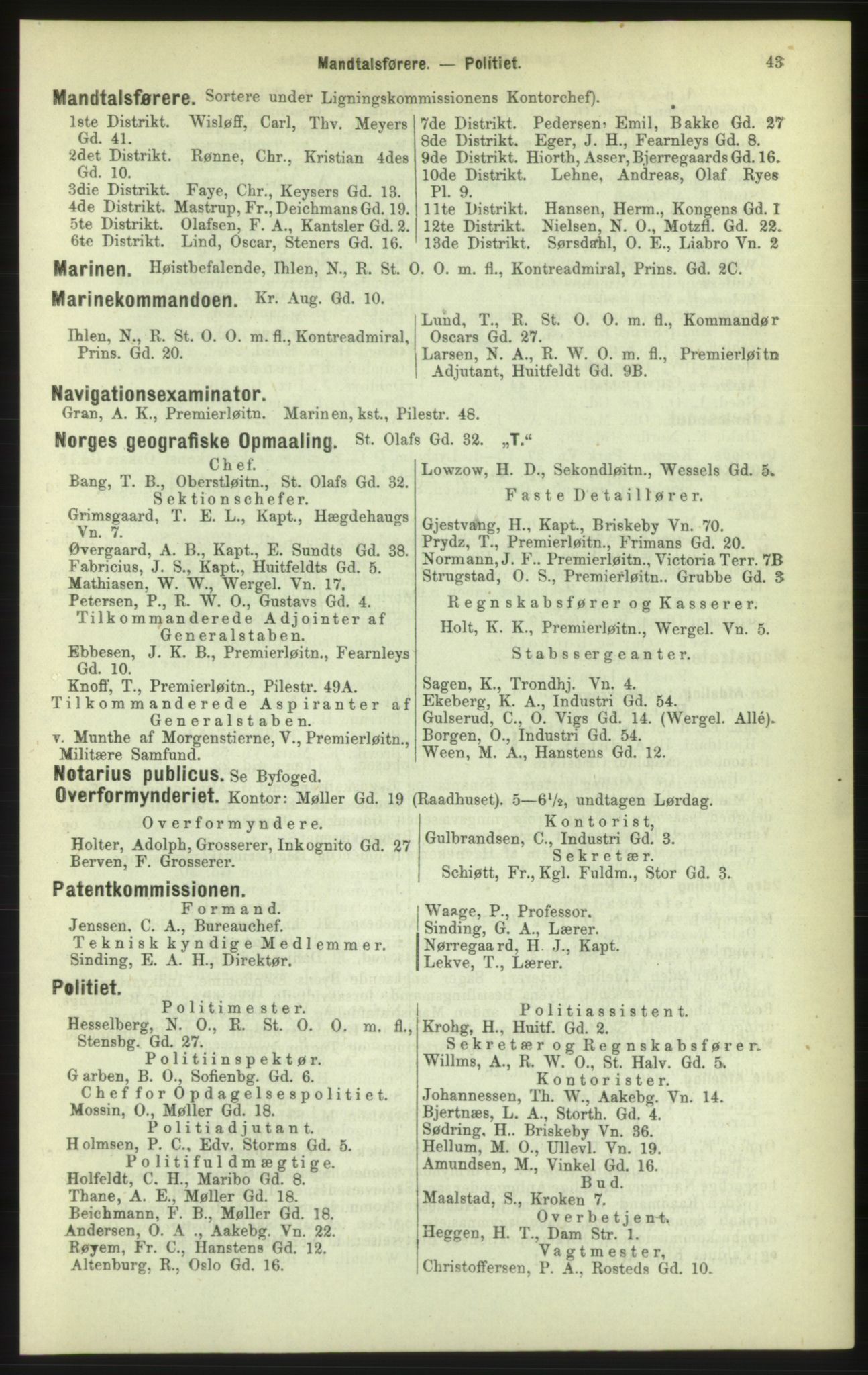 Kristiania/Oslo adressebok, PUBL/-, 1886, p. 43