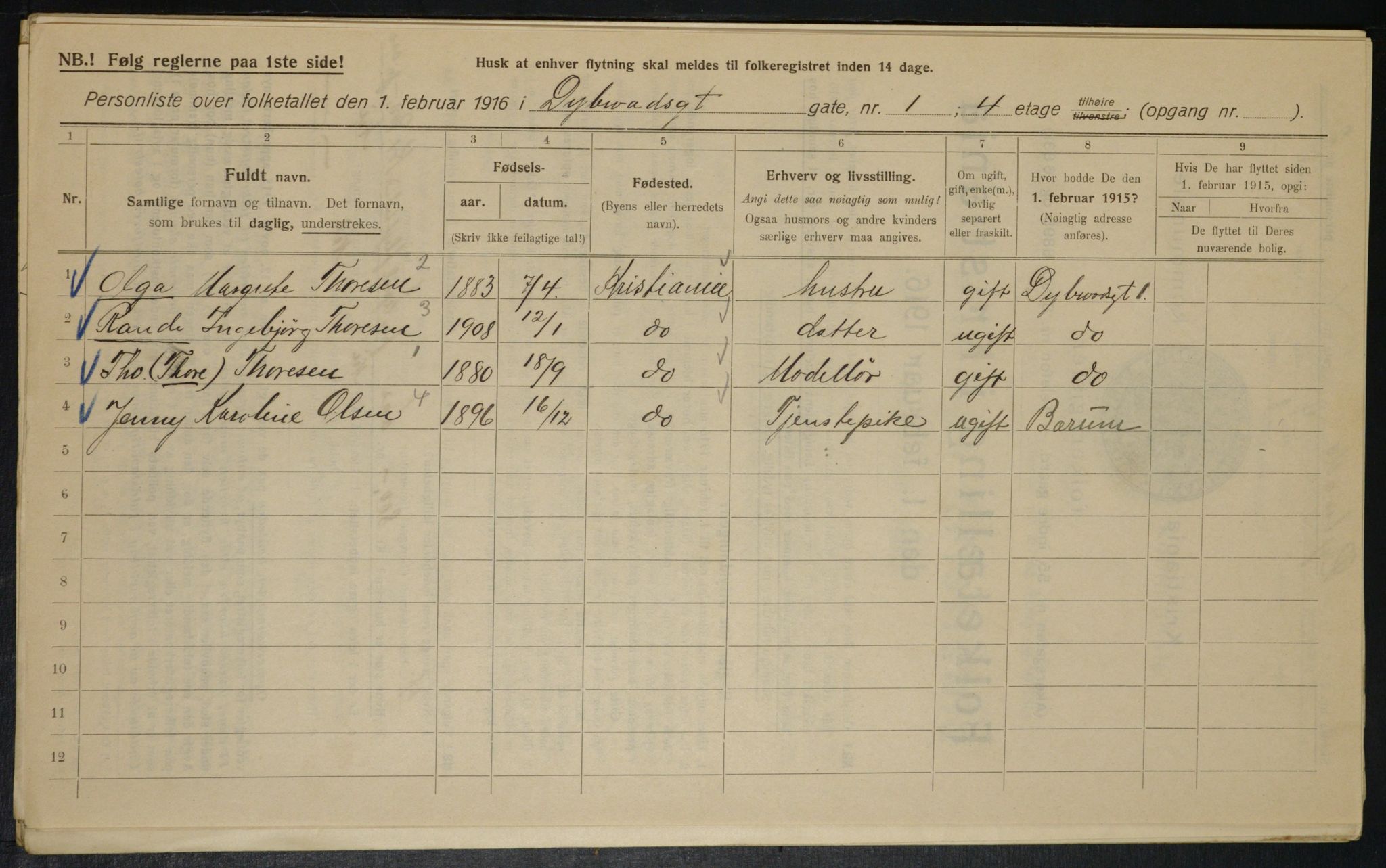 OBA, Municipal Census 1916 for Kristiania, 1916, p. 17521