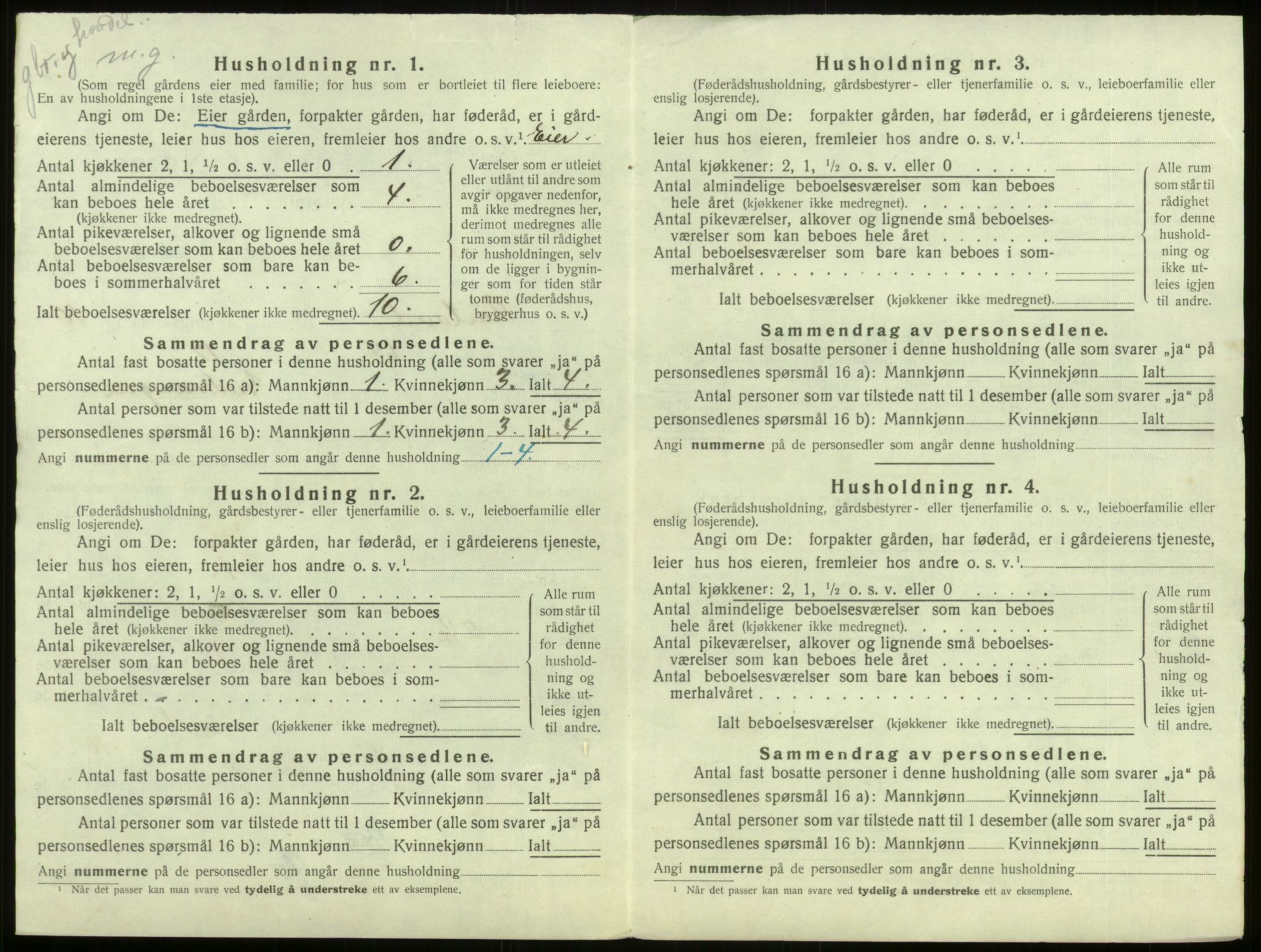 SAB, 1920 census for Aurland, 1920, p. 793