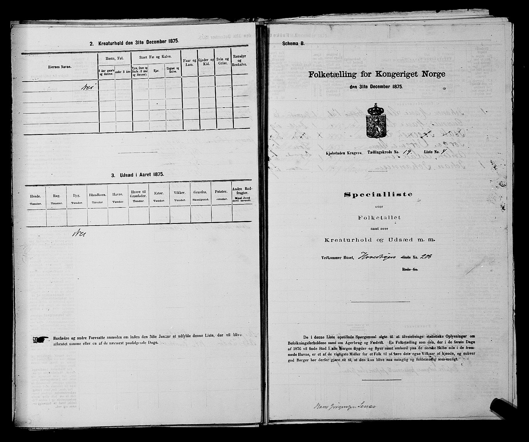 SAKO, 1875 census for 0801P Kragerø, 1875, p. 405