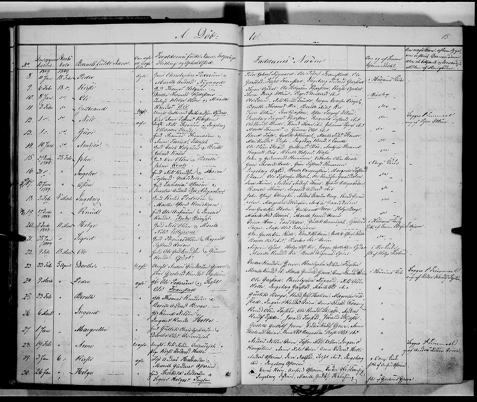 Vang prestekontor, Valdres, SAH/PREST-140/H/Ha/L0006: Parish register (official) no. 6, 1846-1864, p. 15