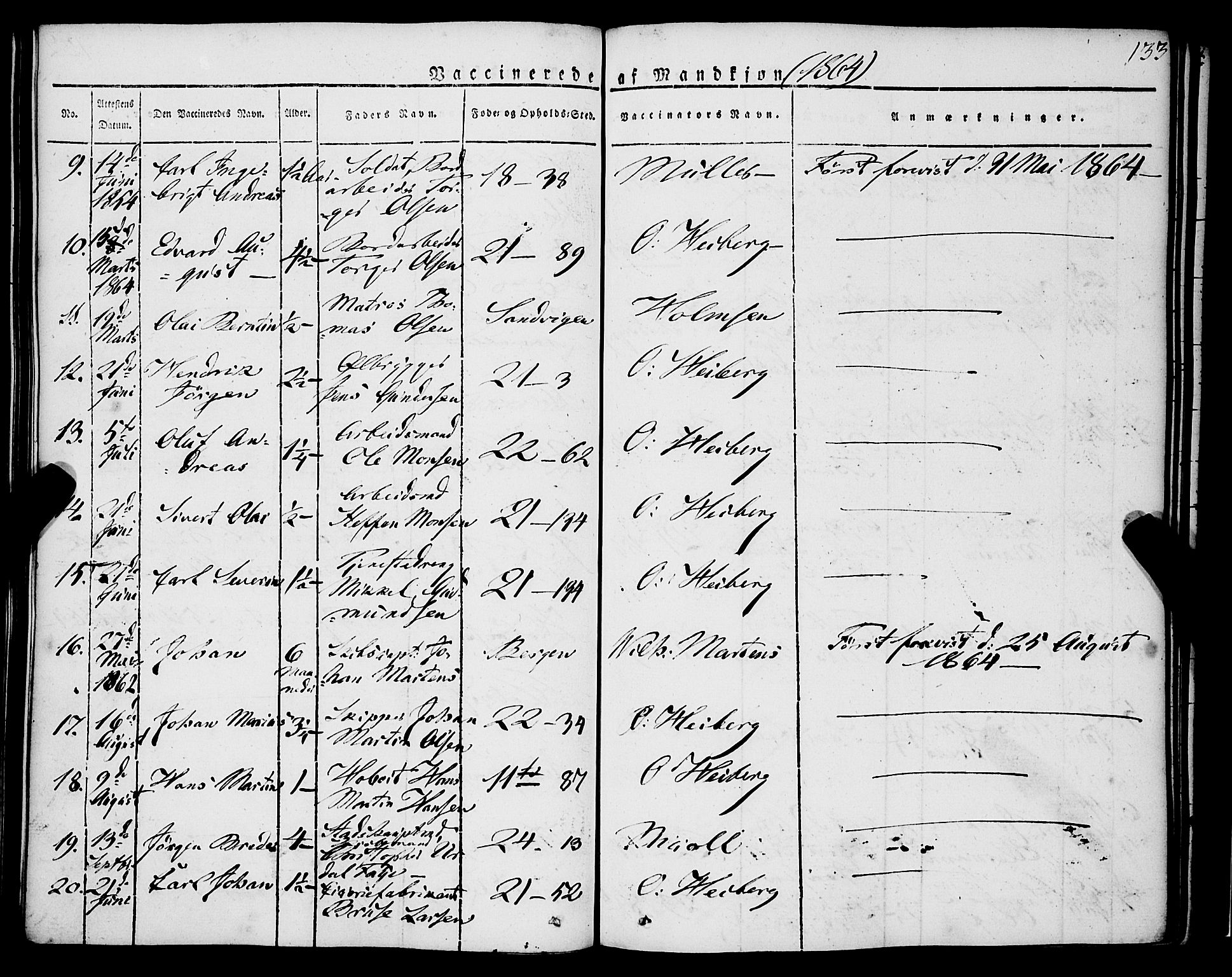 Korskirken sokneprestembete, SAB/A-76101/H/Haa/L0050: Parish register (official) no. F 1, 1821-1869, p. 133